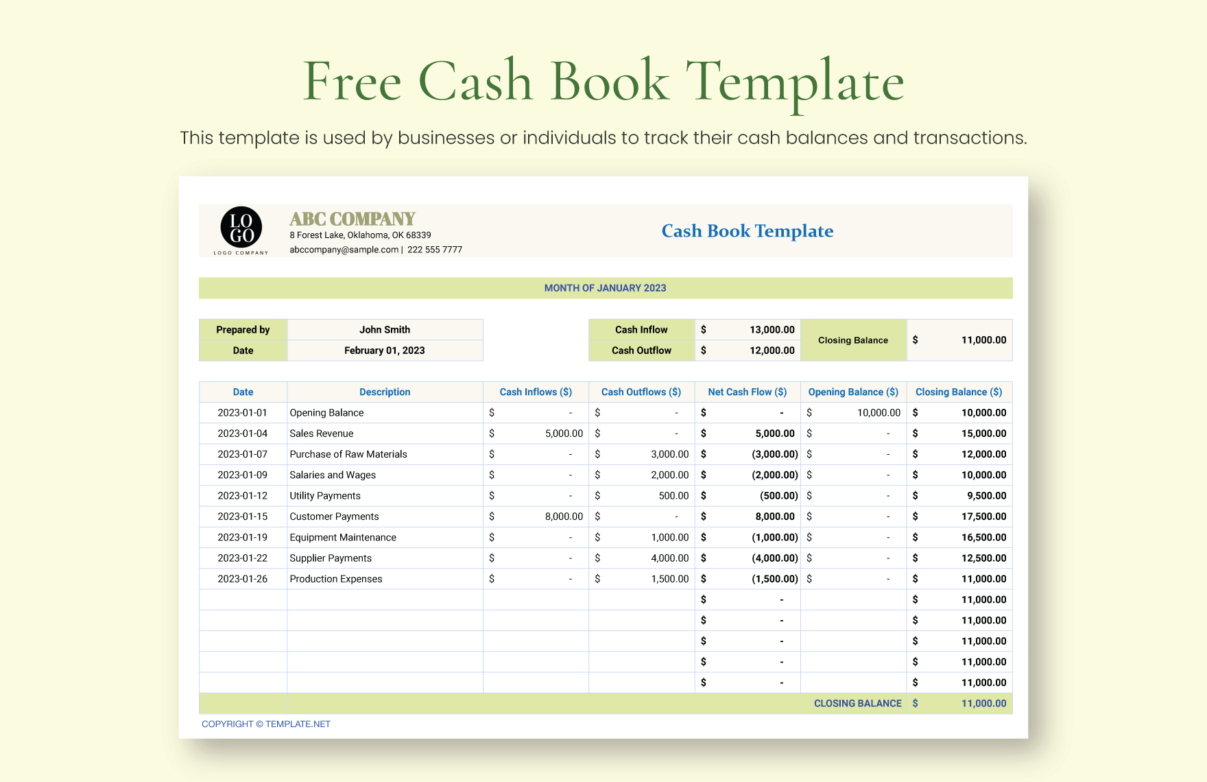Cash Book Spreadsheet Template In Excel Google Sheets Download Template 