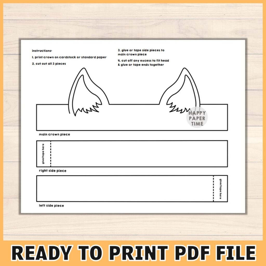 Cat Ears Paper Crown B W Happy Paper Time Cat Ears Paper Crown B W Happy Paper Time