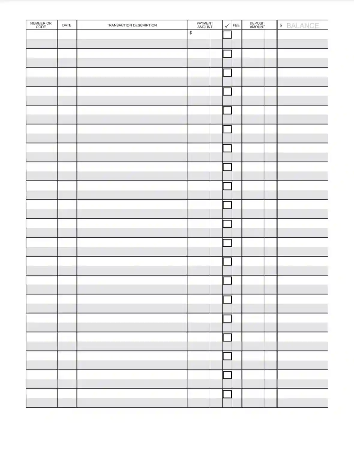 Free Printable Bank Ledger Templates