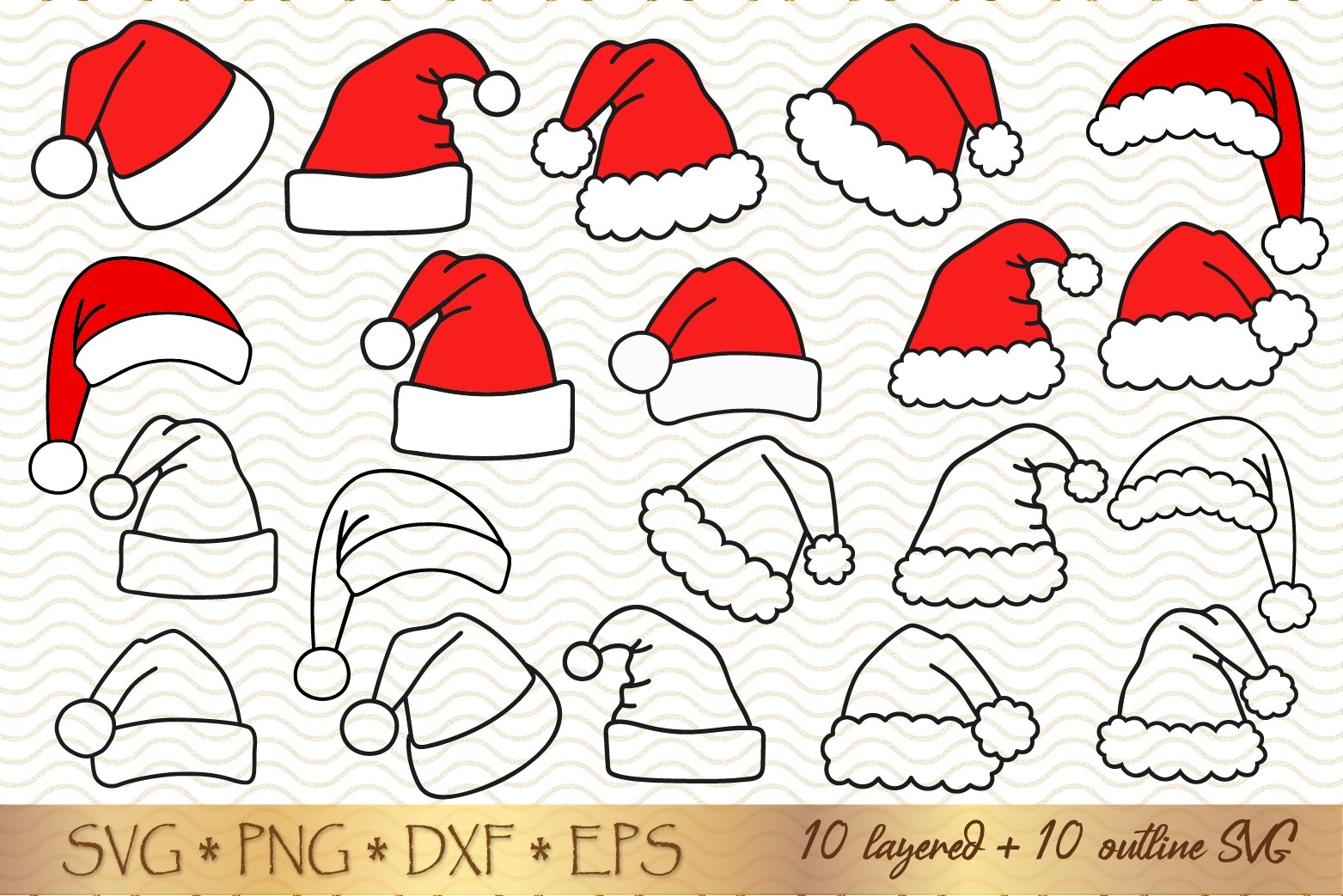 Christmas Santa Claus Hat Bundle SVG PNG Files