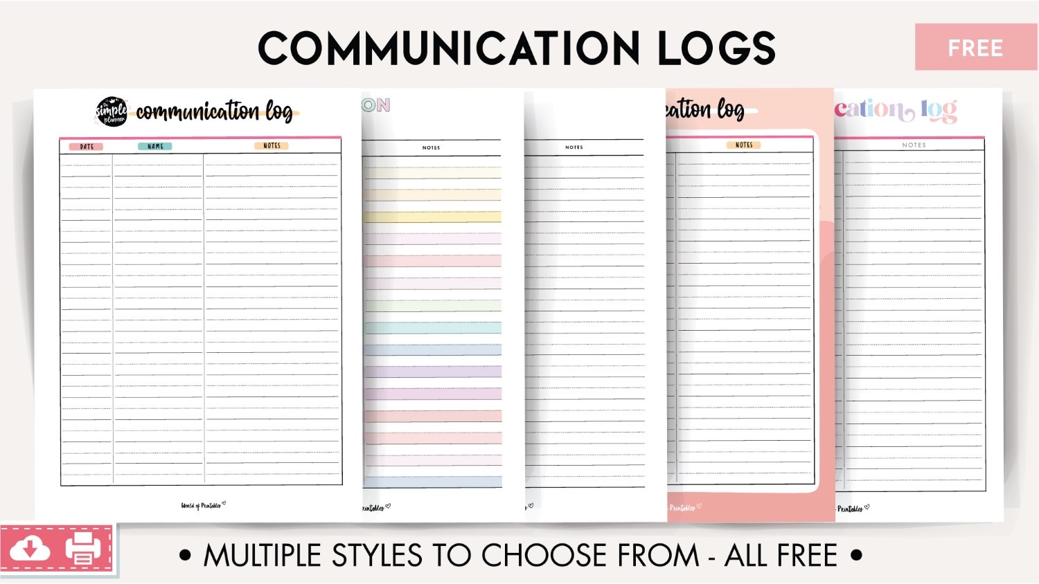 Free Printable Communication Log Templates