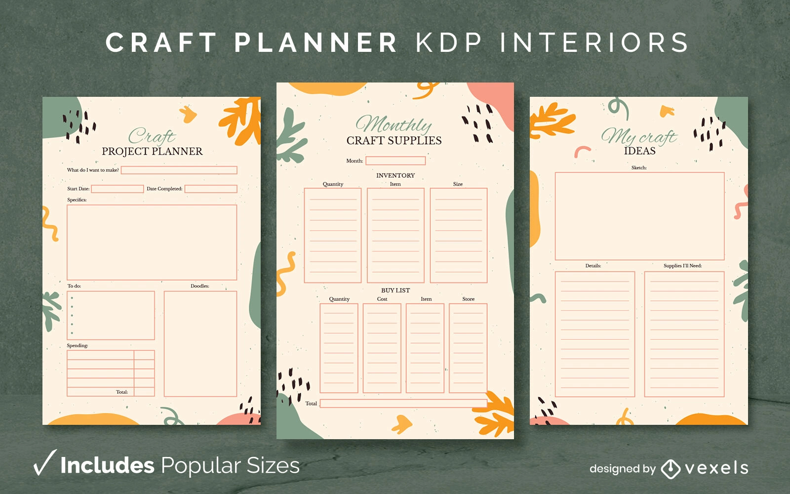 Craft Planner Diary Template KDP Interior Design Vector Download Craft Planner Diary Template KDP Interior Design Vector Download