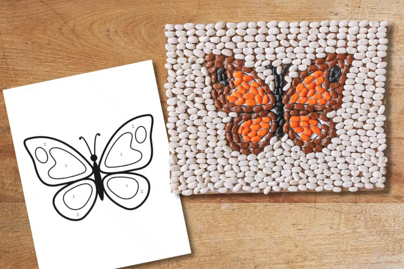 Create Bean Art With A Free Butterfly Mosaic Template