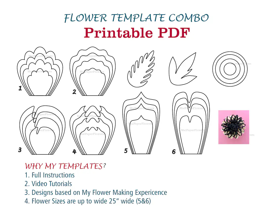 Free Printable Paper Flower Templates Free Printable Paper Flower Templates