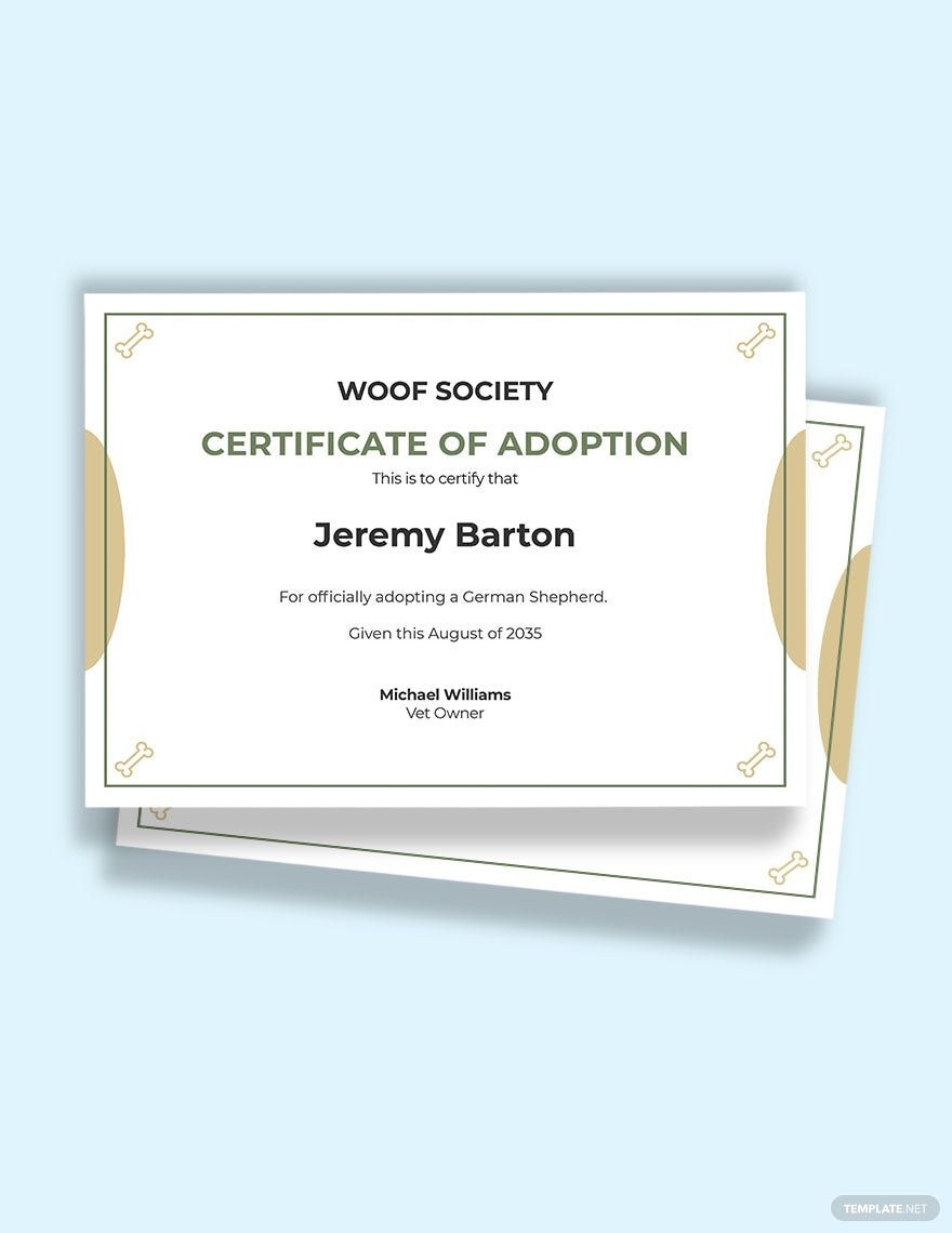 Dog Ownership Certificate Template In Word Pages Publisher Google Docs Download Template