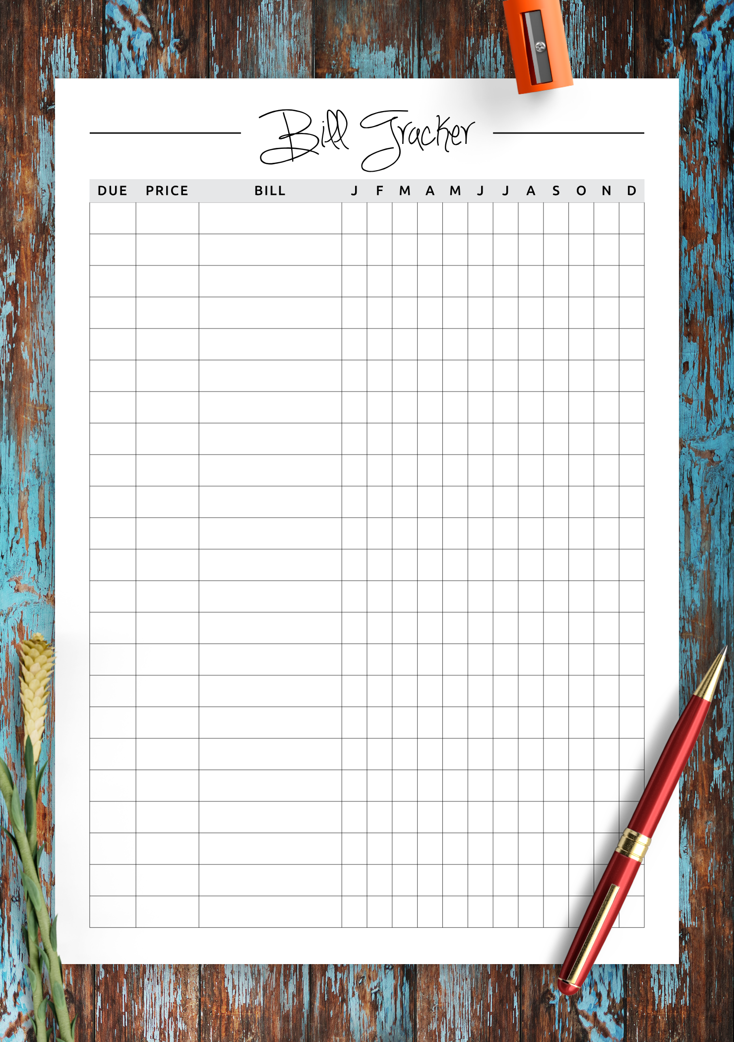 Free Printable Bill Tracker Templates