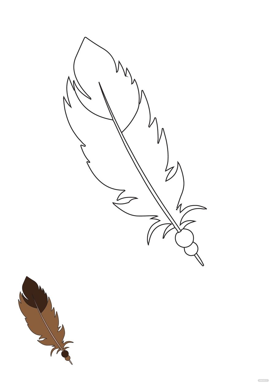 Eagle Feather Coloring Page In PDF Download Template