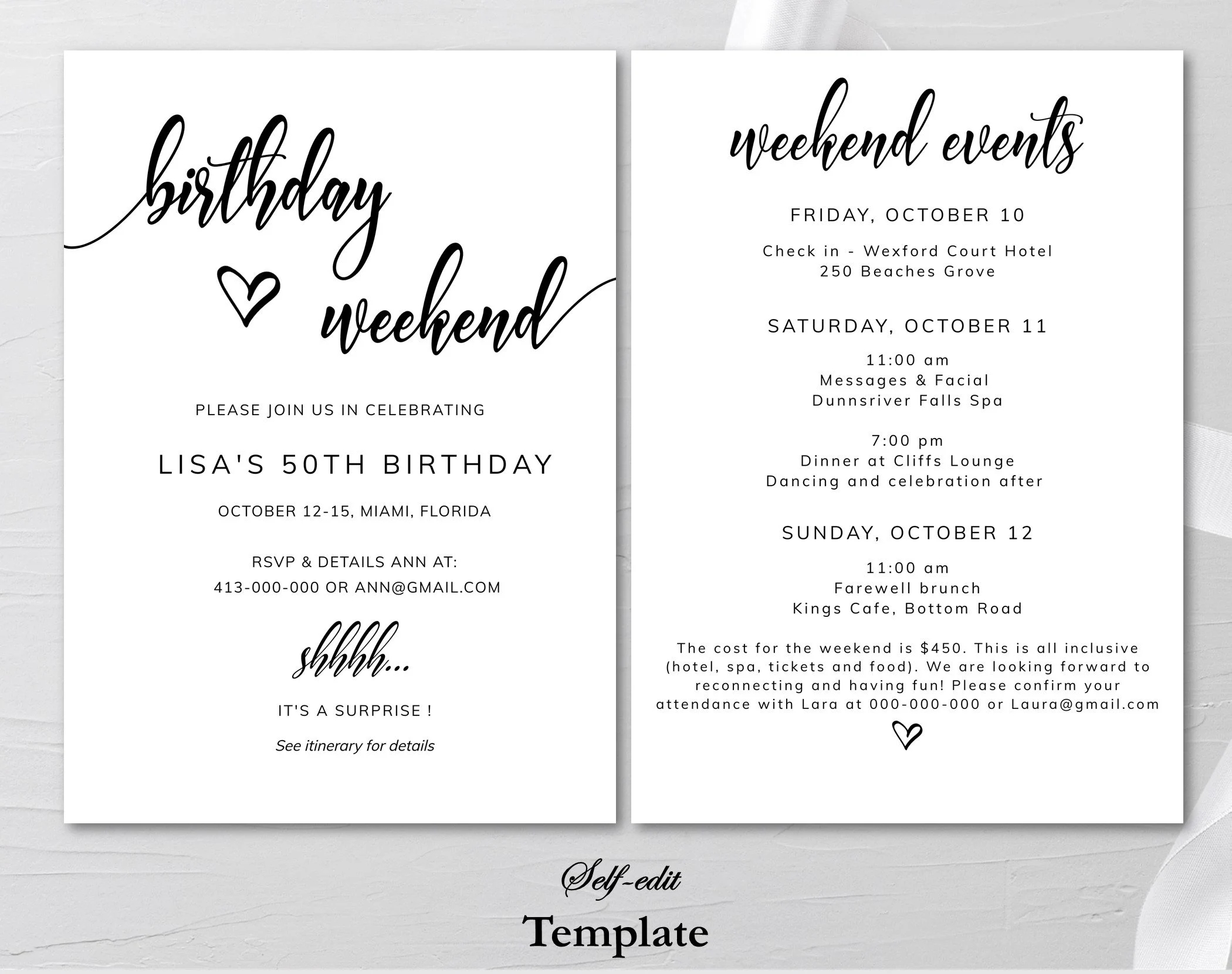 Free Printable Birthday Itinerary Templates