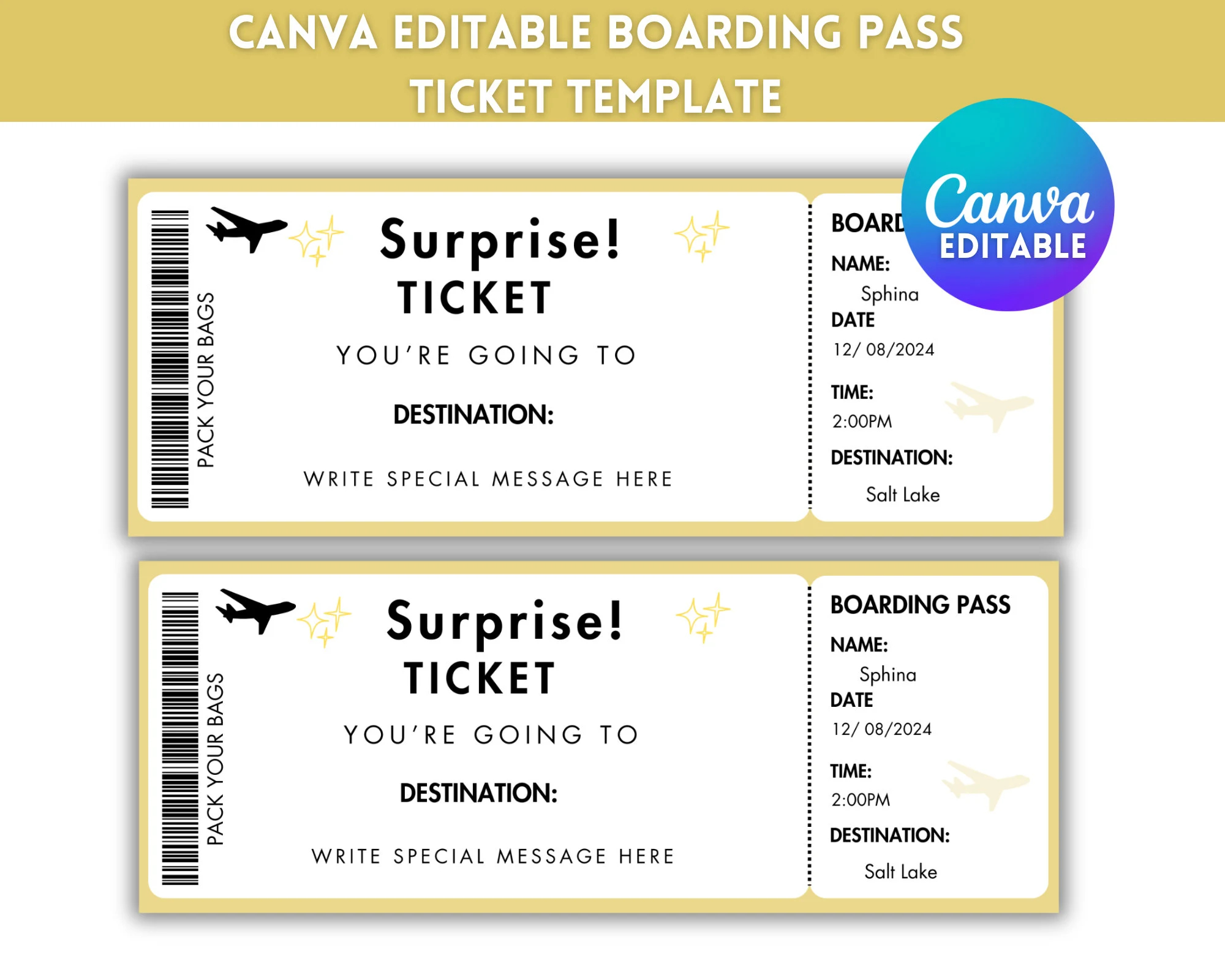 Free Printable Plane Ticket Templates