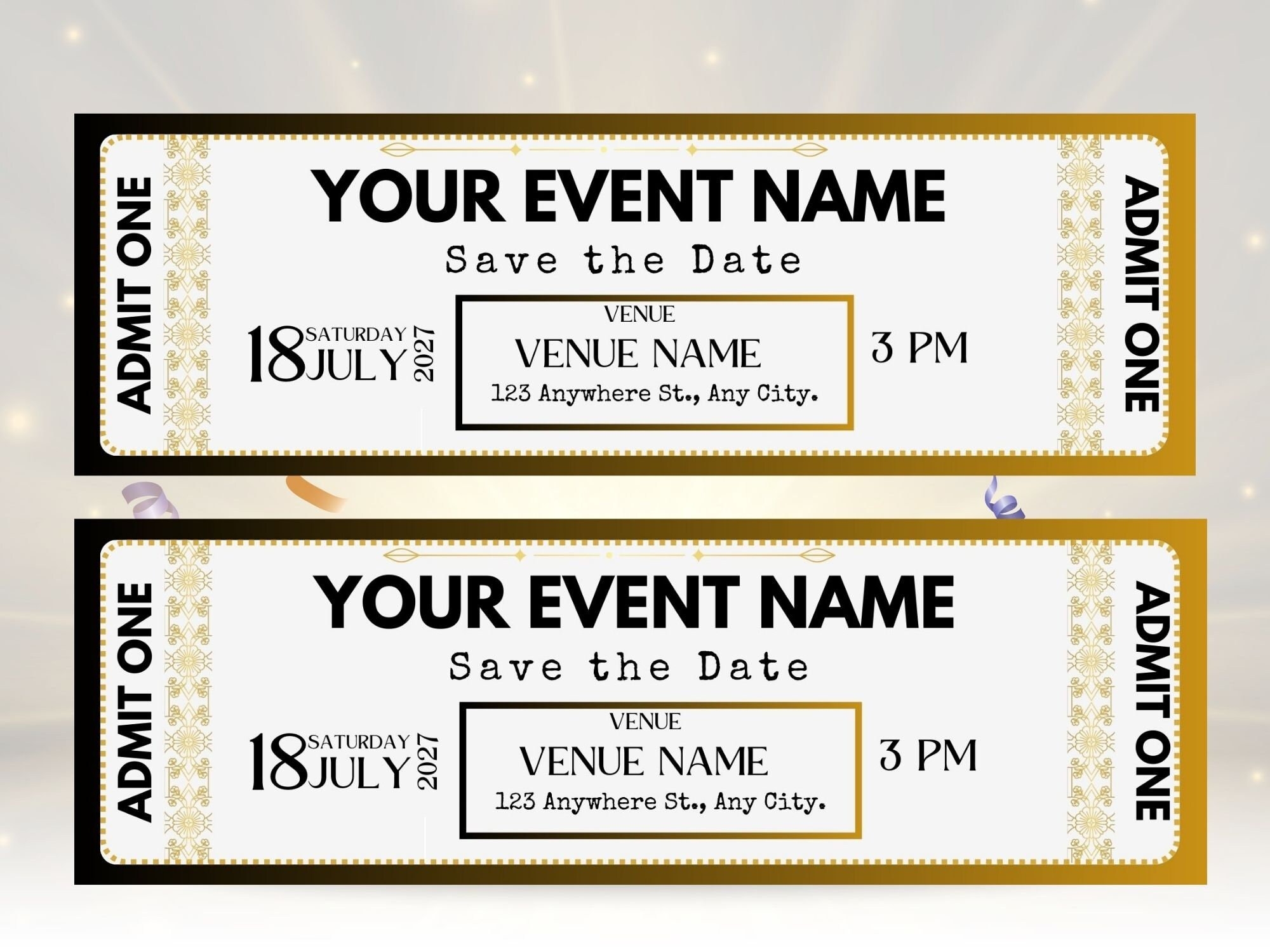 Editable Event Ticket Template DIY Printable digital Download Etsy Editable Event Ticket Template DIY Printable digital Download Etsy