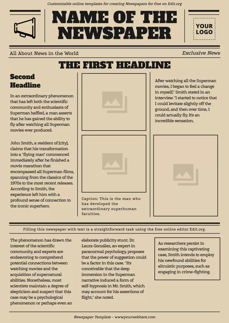 Free Printable Newspaper Templates Free Printable Newspaper Templates