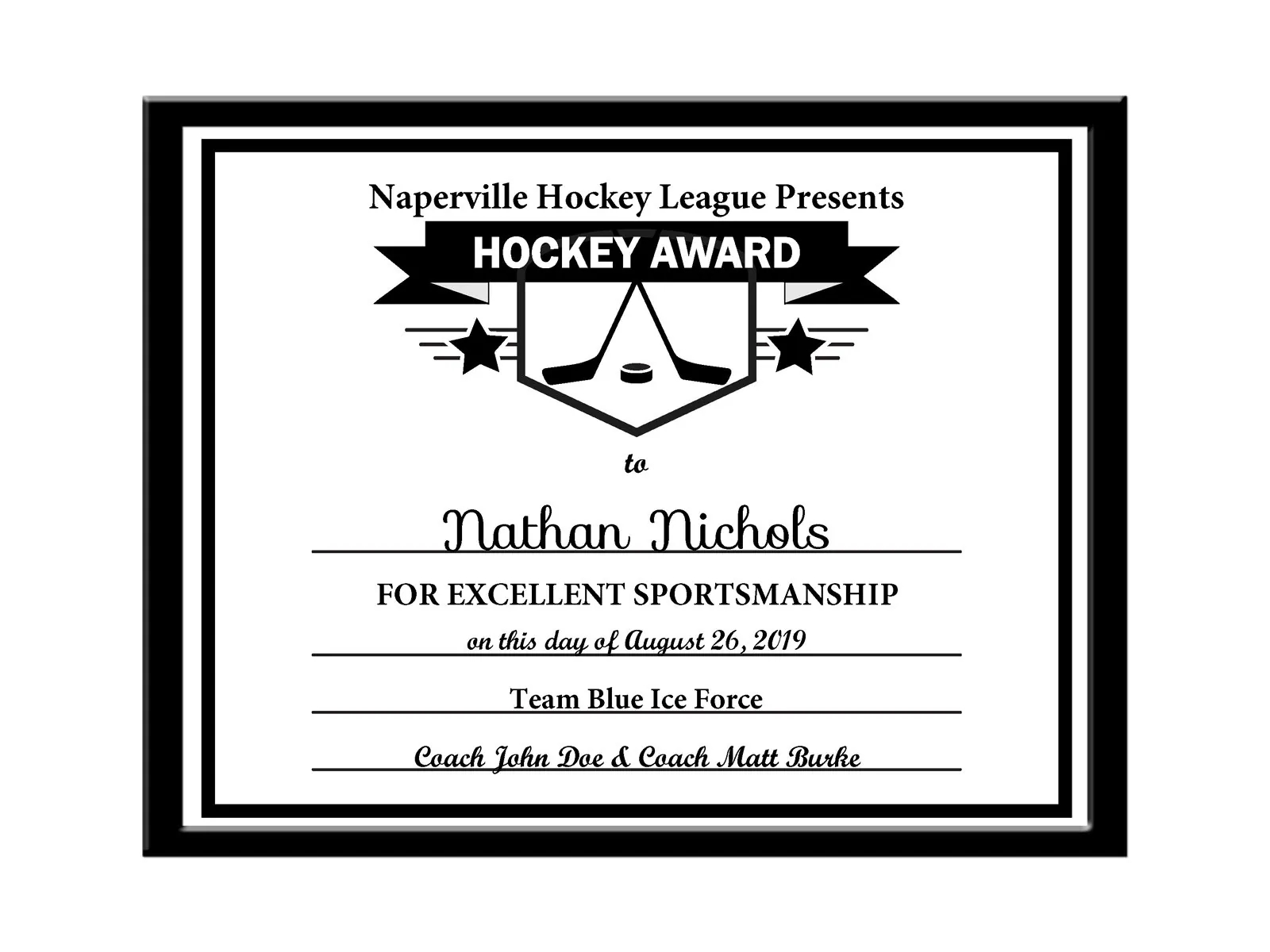 Free Printable Hockey Certificate Templates