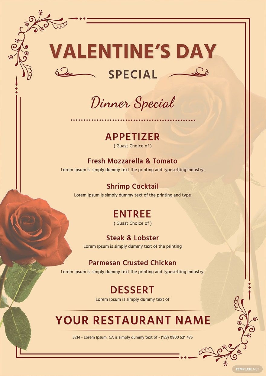 Editable Valentine s Day Menu Template In Pages PSD Word Publisher Outlook Download Template