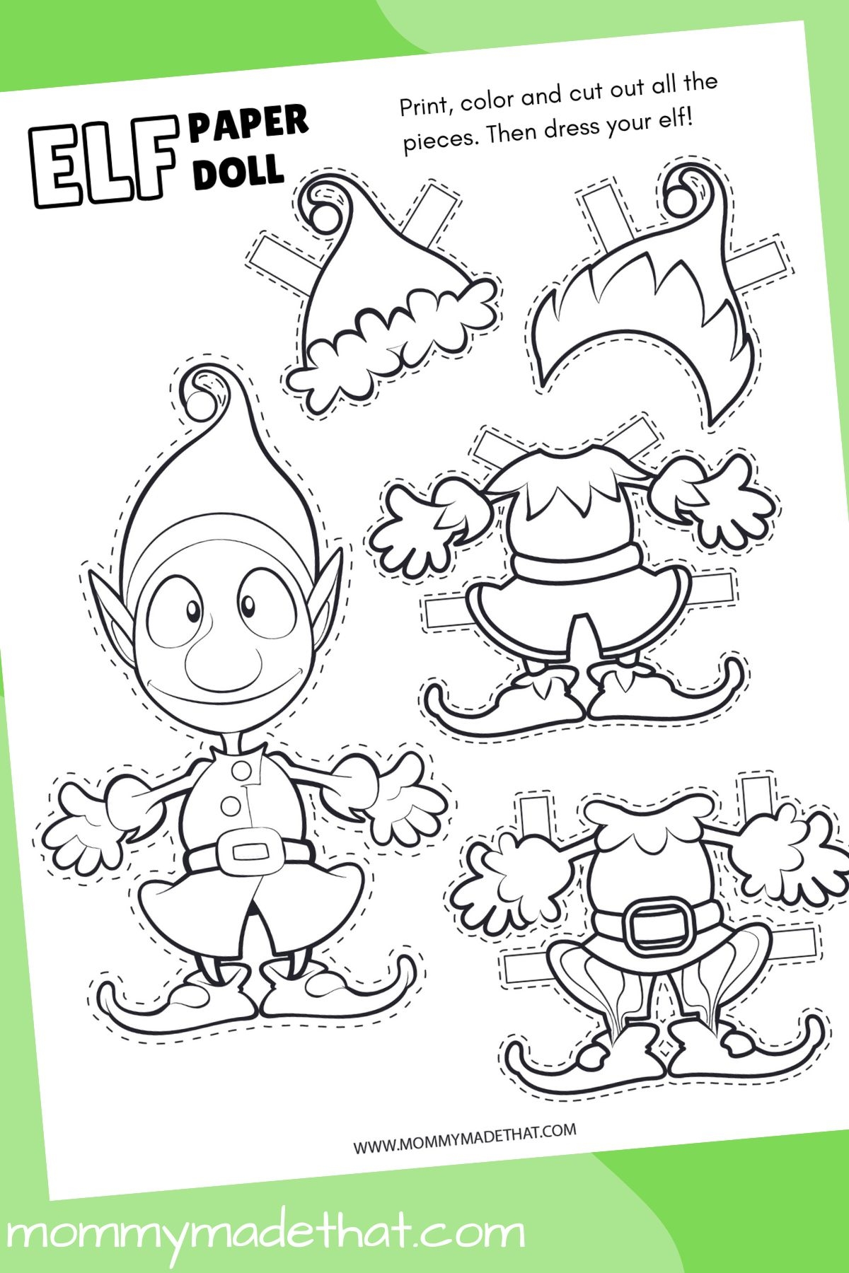 Elf Paper Doll Grab The Free Printable Template 