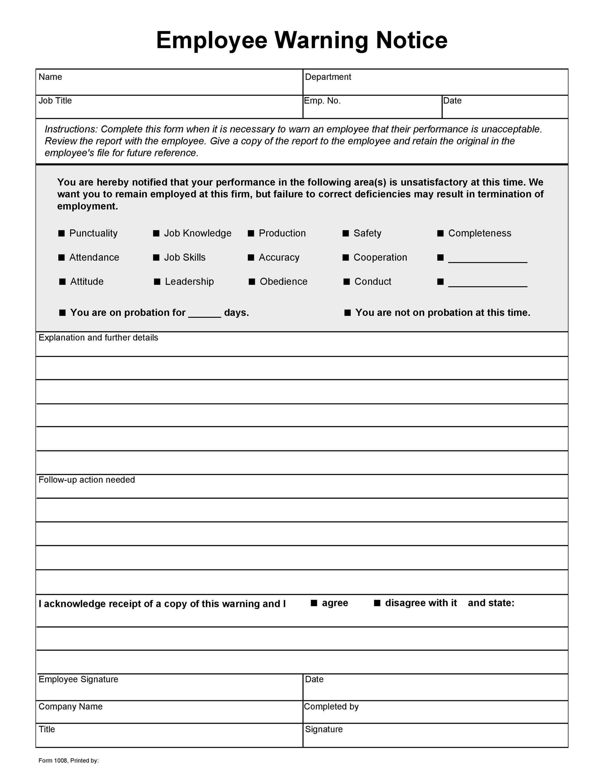Employee Warning Notice Download 56 Free Templates Forms