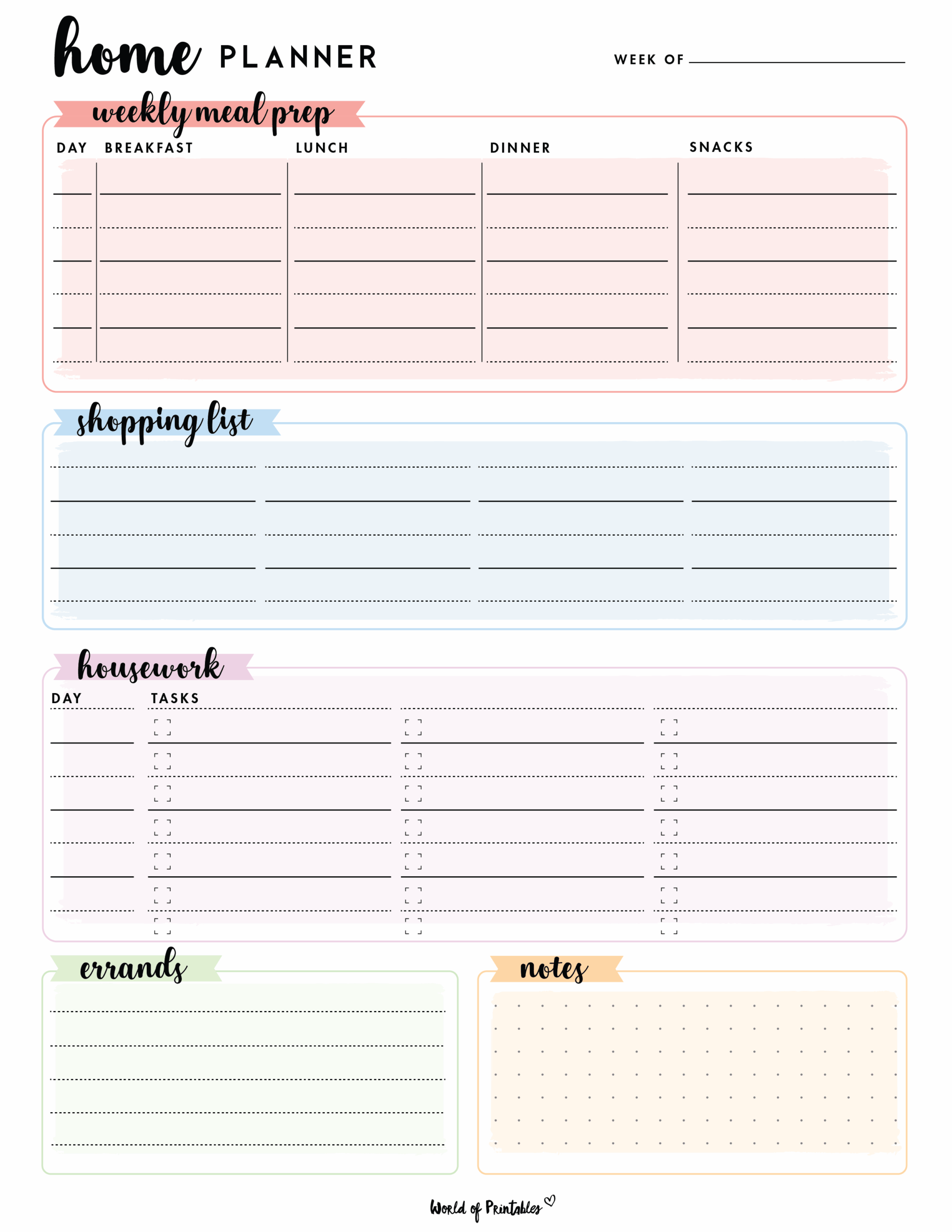 Family Planner World Of Printables