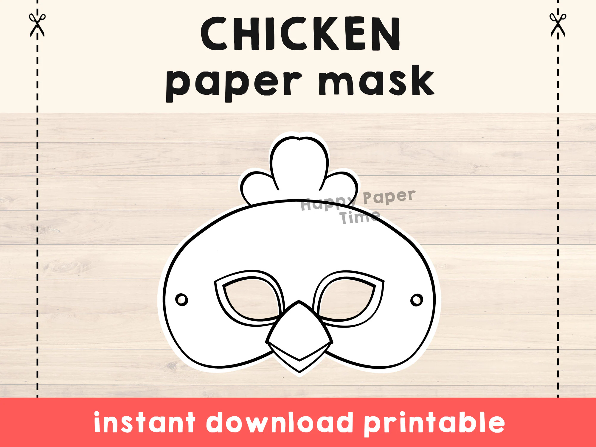 Farm Party Farm Printable Mask Chicken Mask Rooster Mask Farm Animal Mask Farm Animal Party Favor Animal Printable Mask Instant Download Etsy