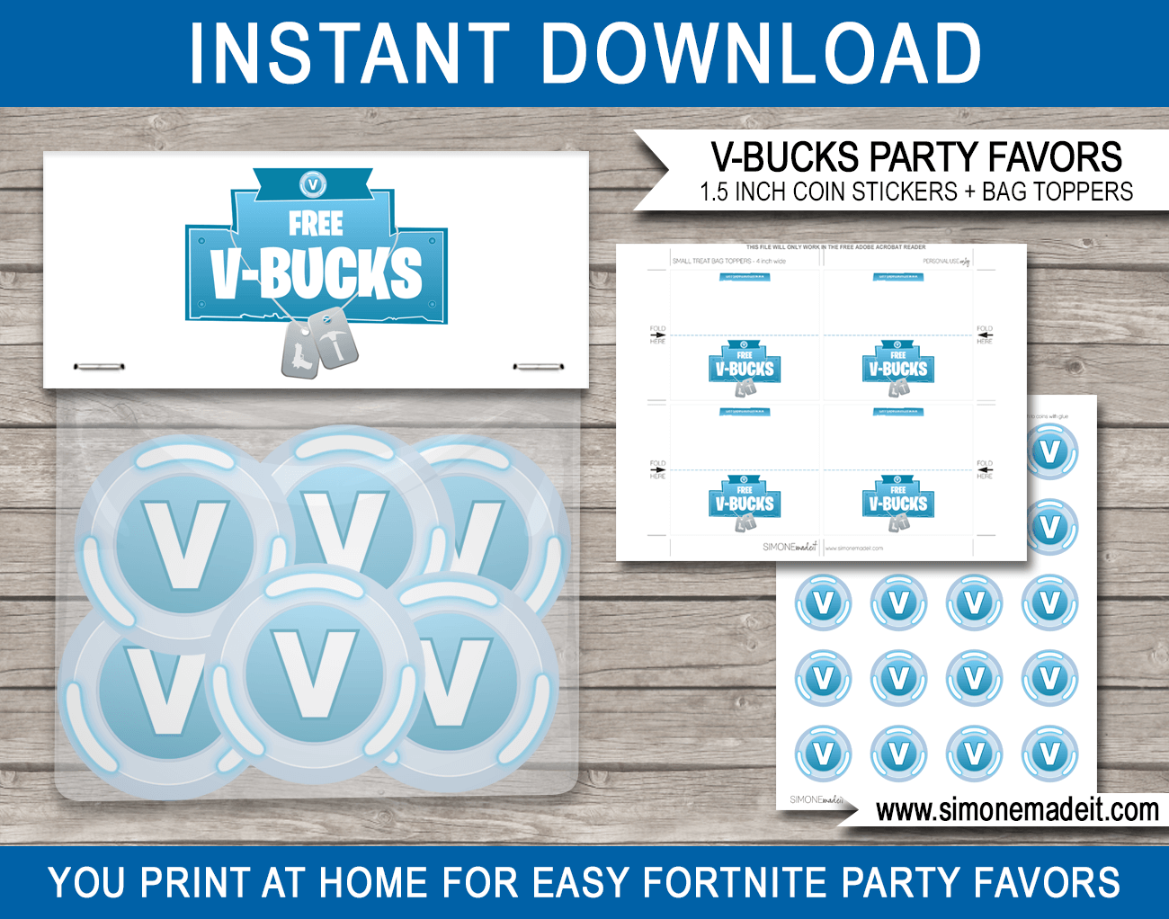 Fortnite V Bucks Printable Party Favors V Bucks Stickers Bag Toppers Fortnite V Bucks Printable Party Favors V Bucks Stickers Bag Toppers
