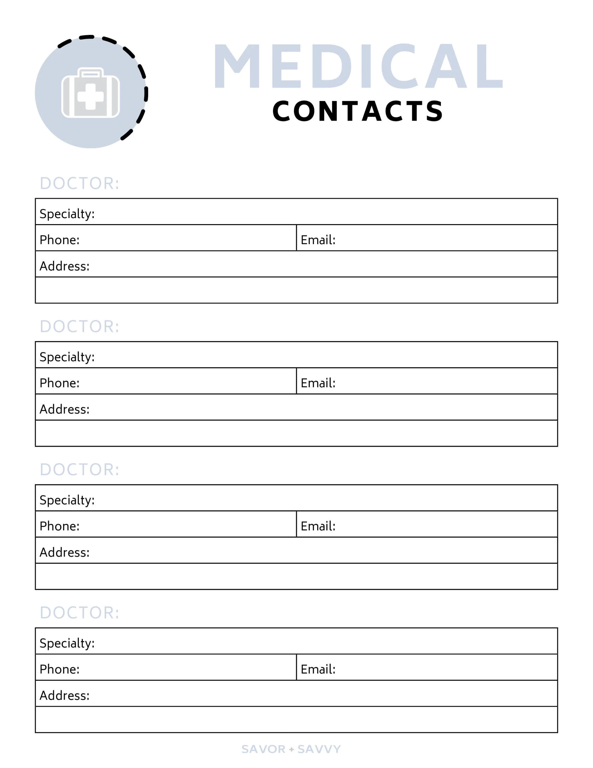 Free 4 Page Medical Binder Printable Savor Savvy