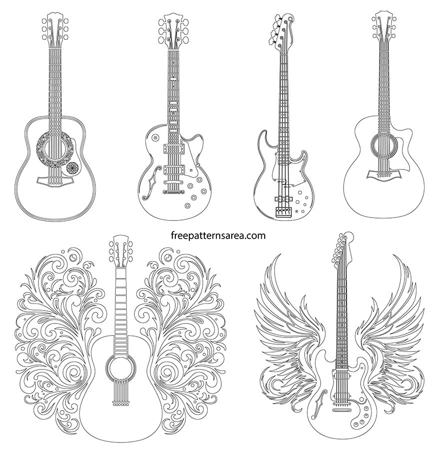 Free Acoustic Electric Guitar Vector Designs For Music Projects FreePatternsArea Free Acoustic Electric Guitar Vector Designs For Music Projects FreePatternsArea