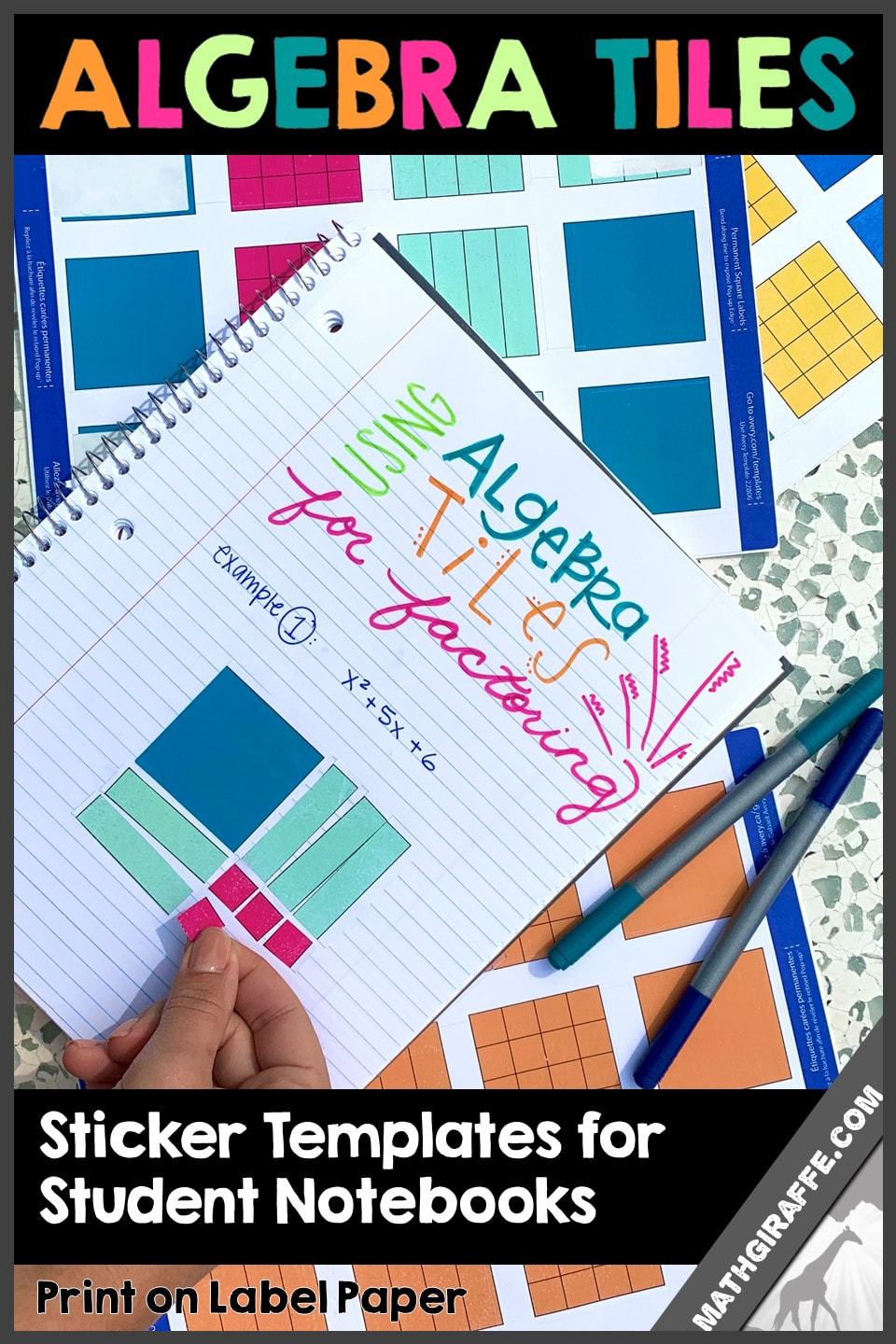 Free Algebra Tiles Sticker Template For Student Notebooks