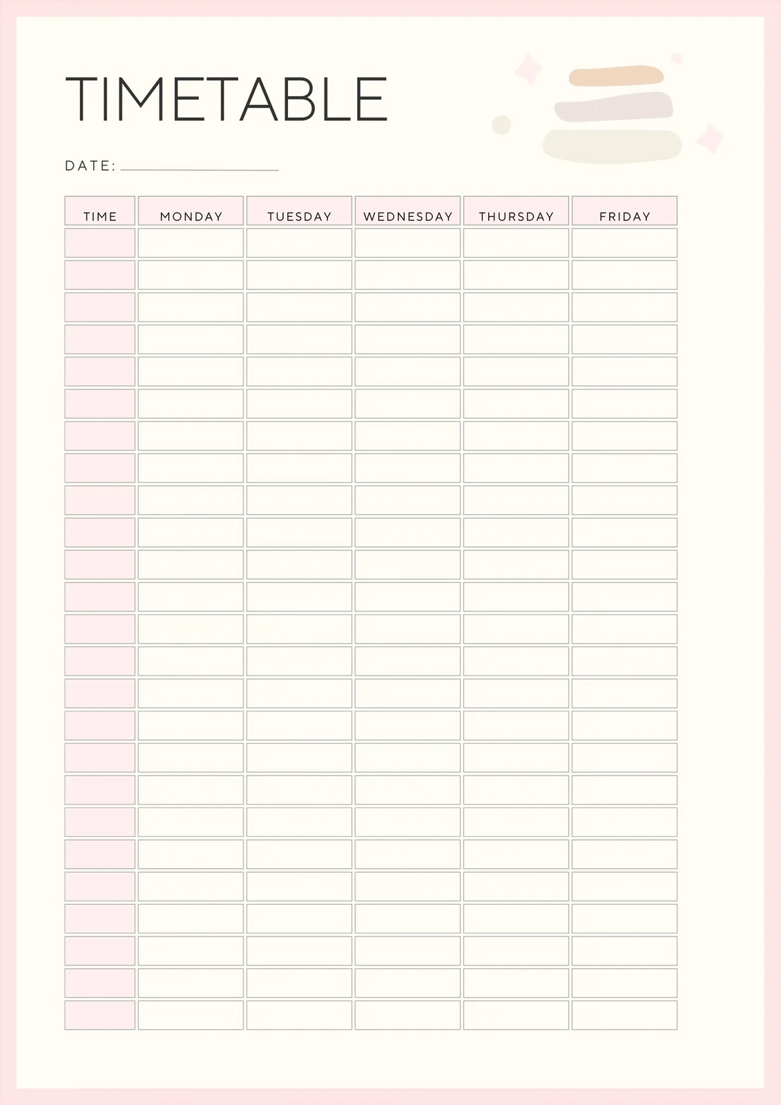 Free And Customizable Timetable Templates