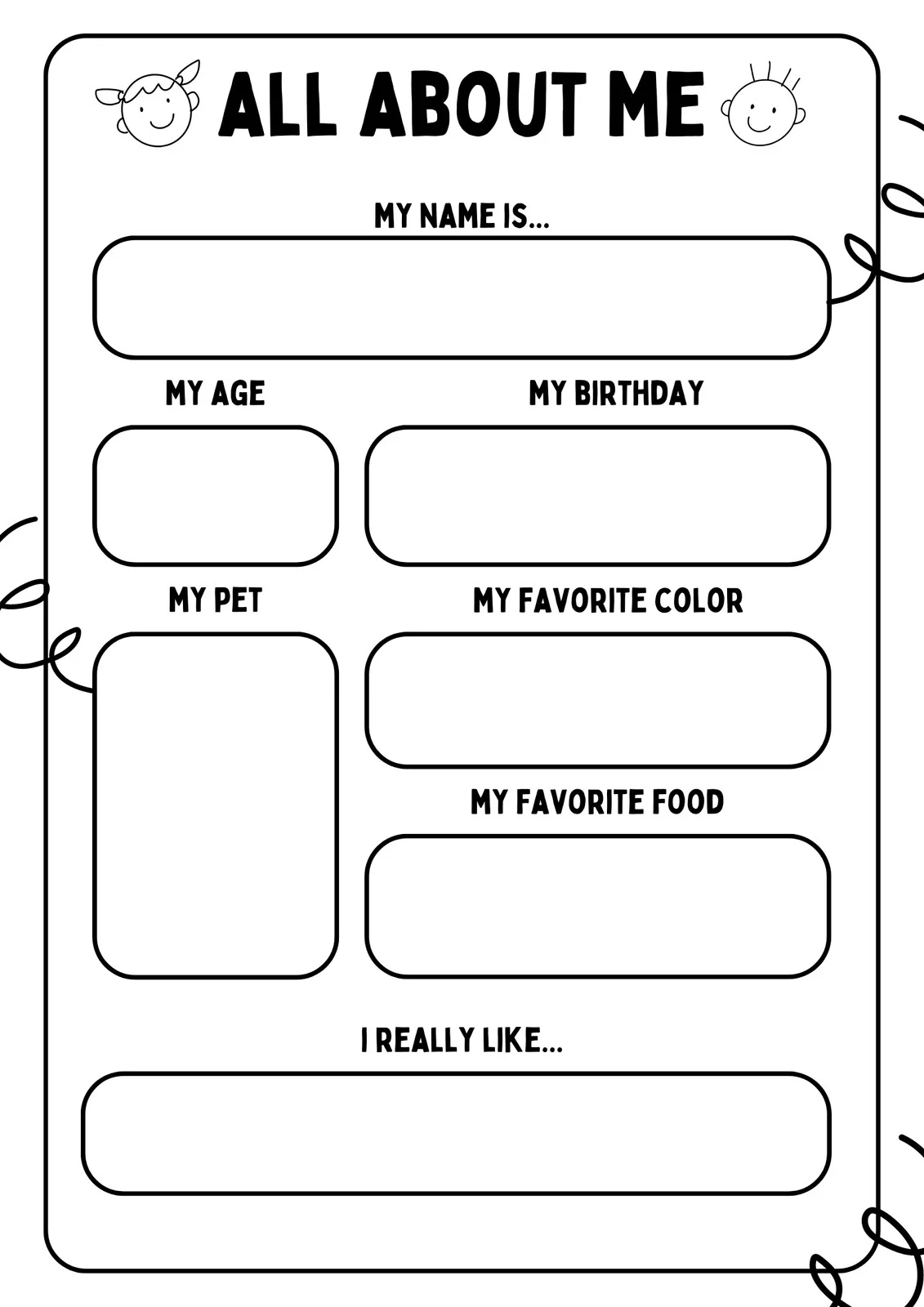 Free And Printable All About Me Worksheet Templates Canva Free And Printable All About Me Worksheet Templates Canva