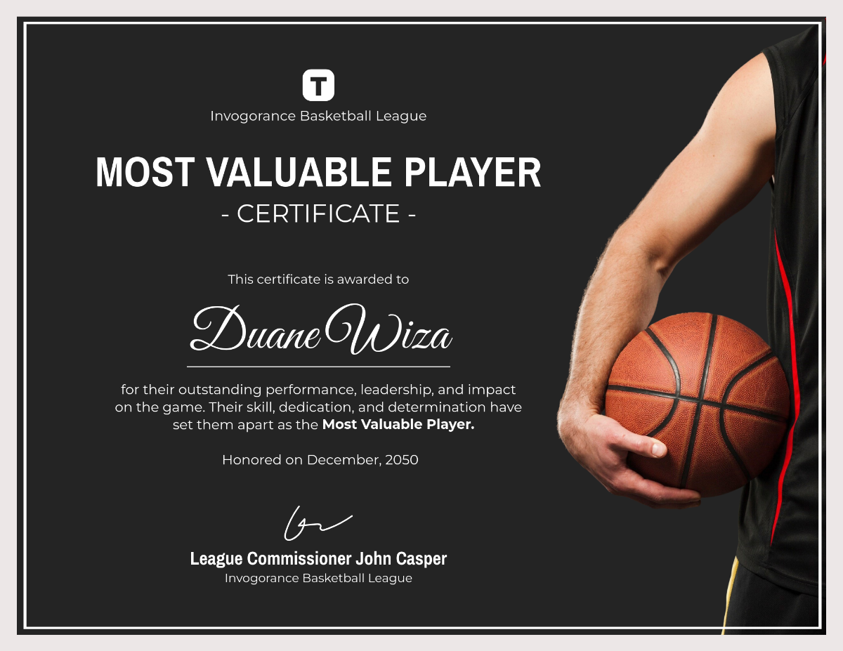 Free Printable Basketball Certificate Templates