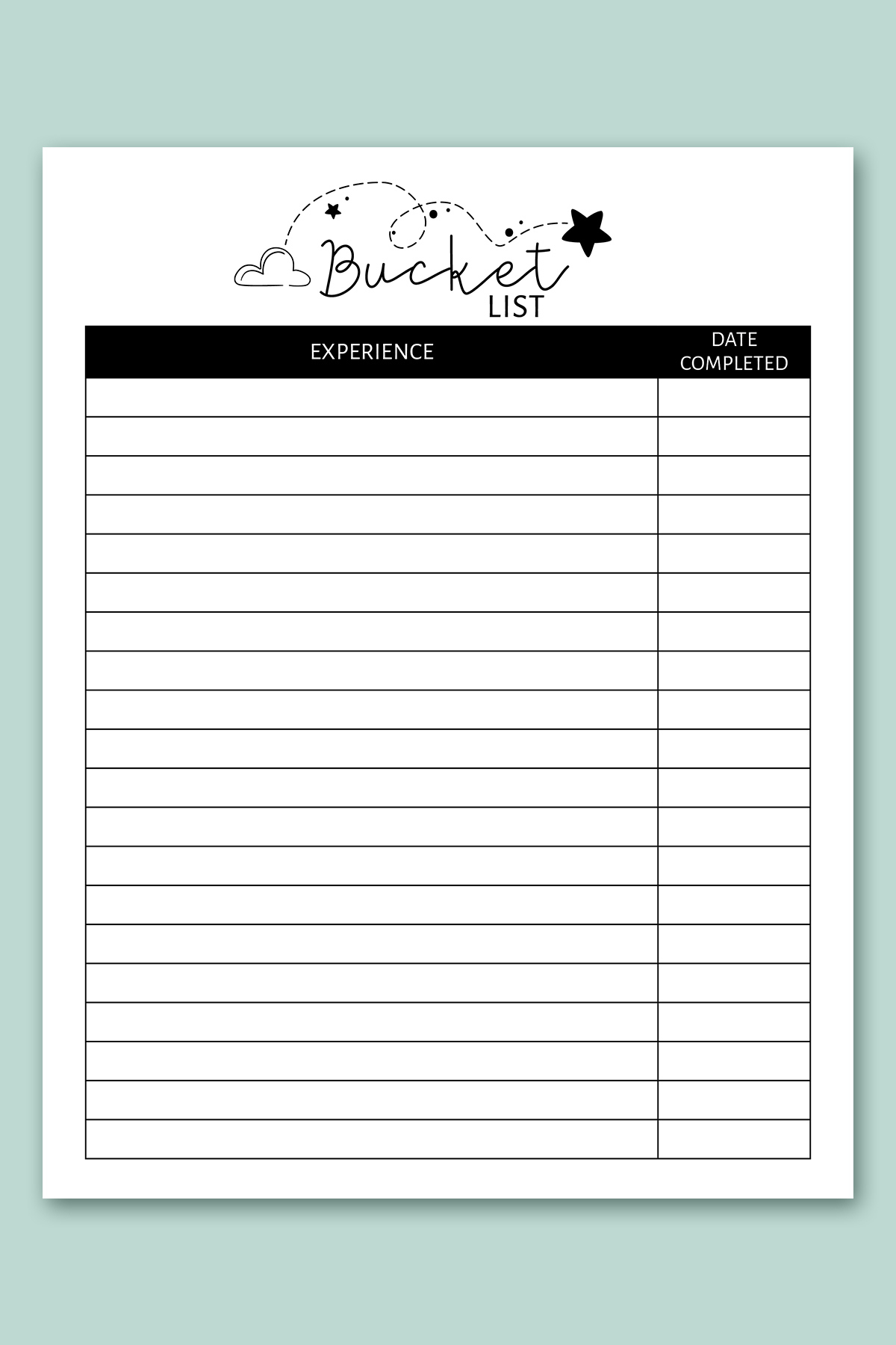Free Printable Bucket List Templates Free Printable Bucket List Templates