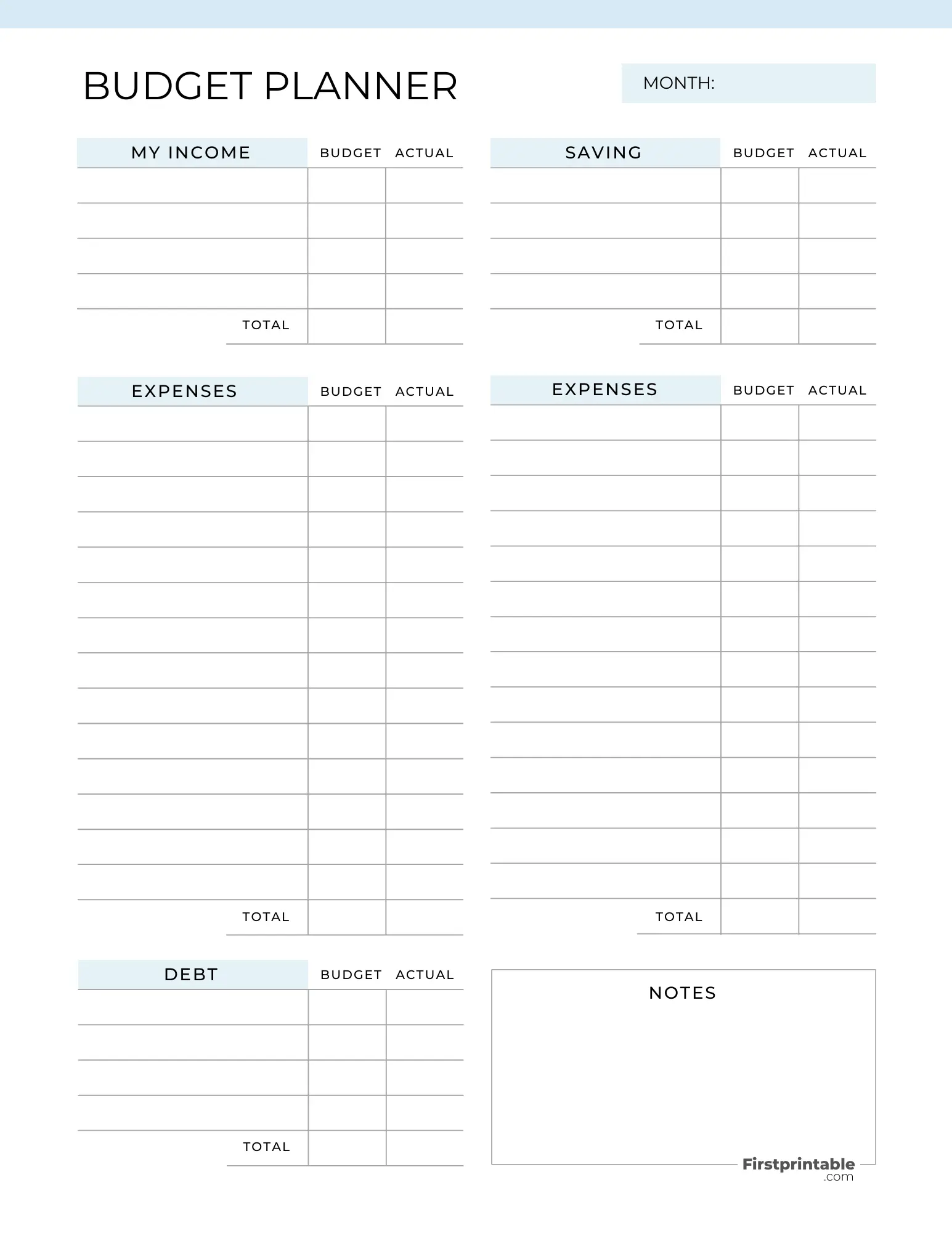 Free Printable Budget Templates