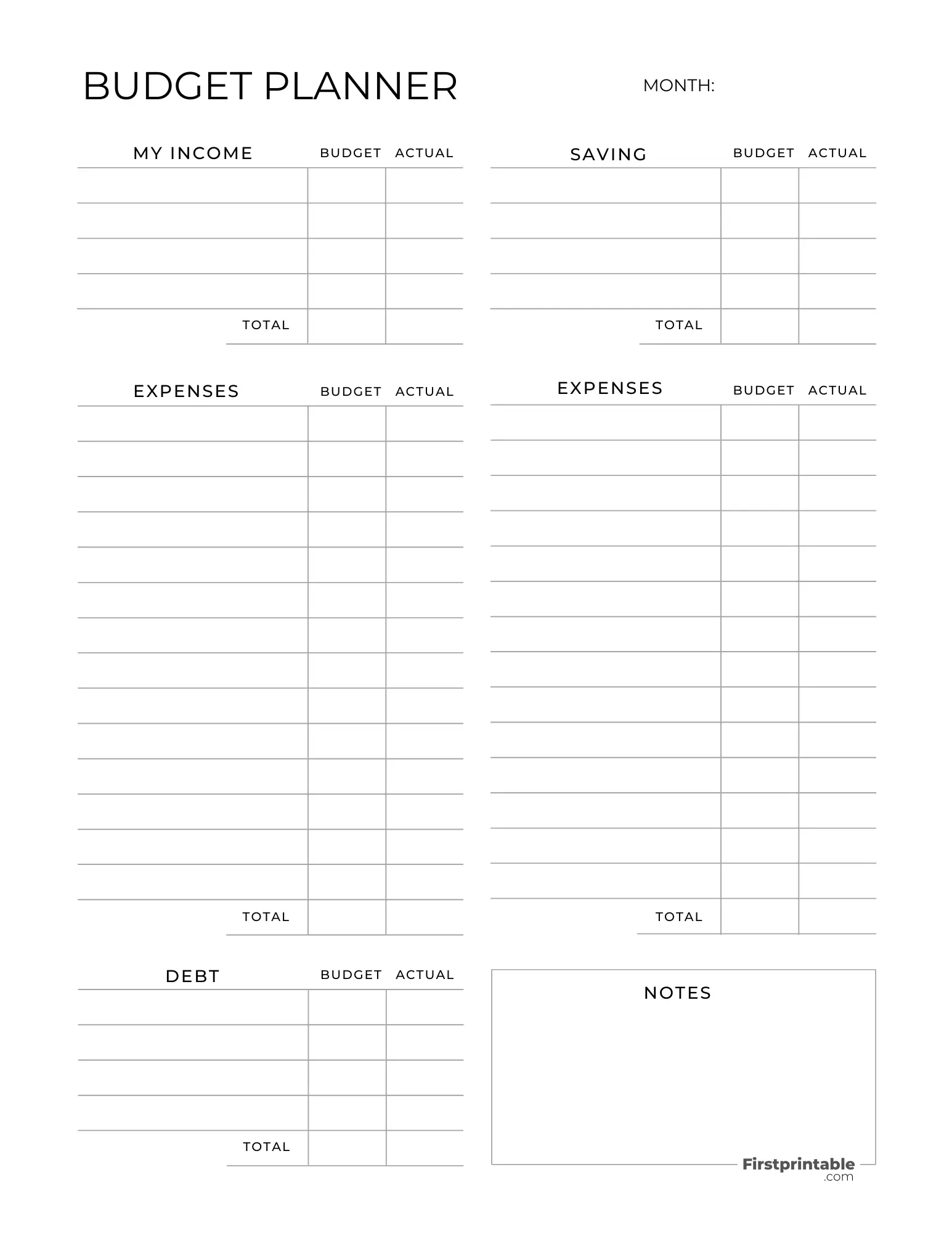 Free Budget Planner Templates Printable Fillable