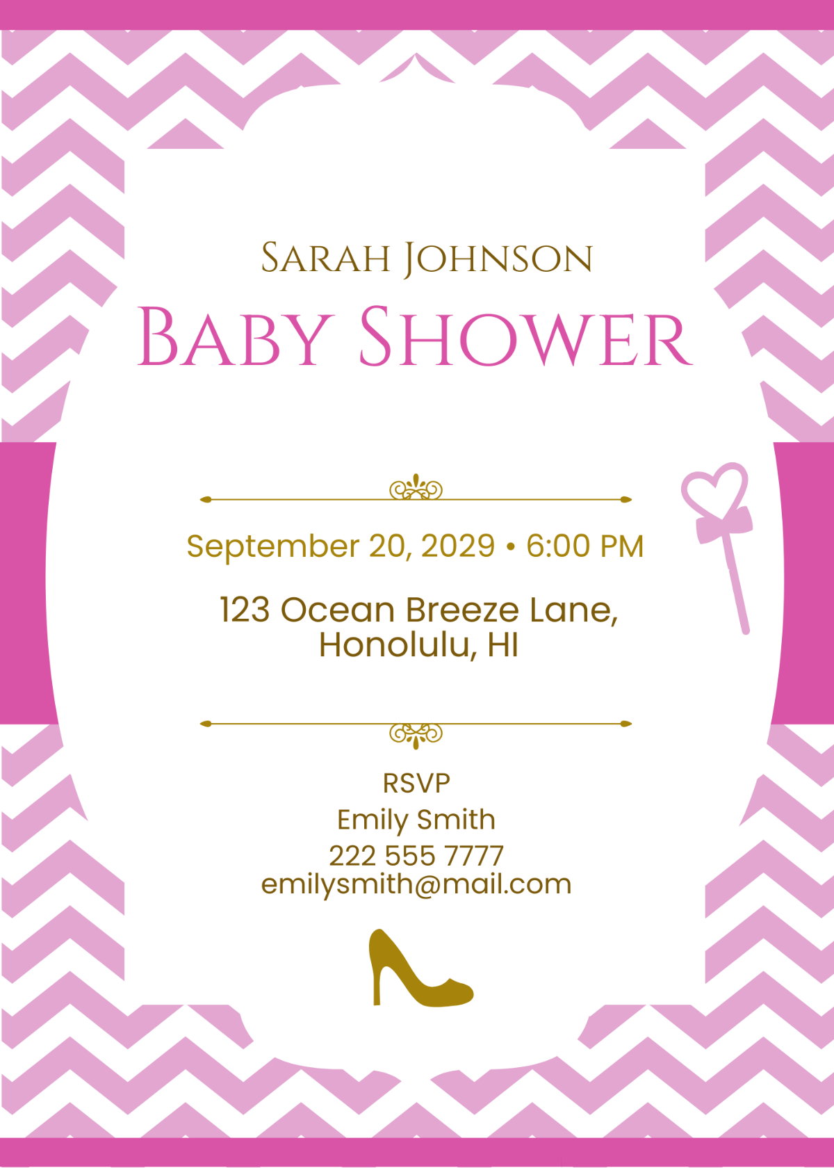 Free Chevron Princess Baby Shower Invitation Template To Edit Online