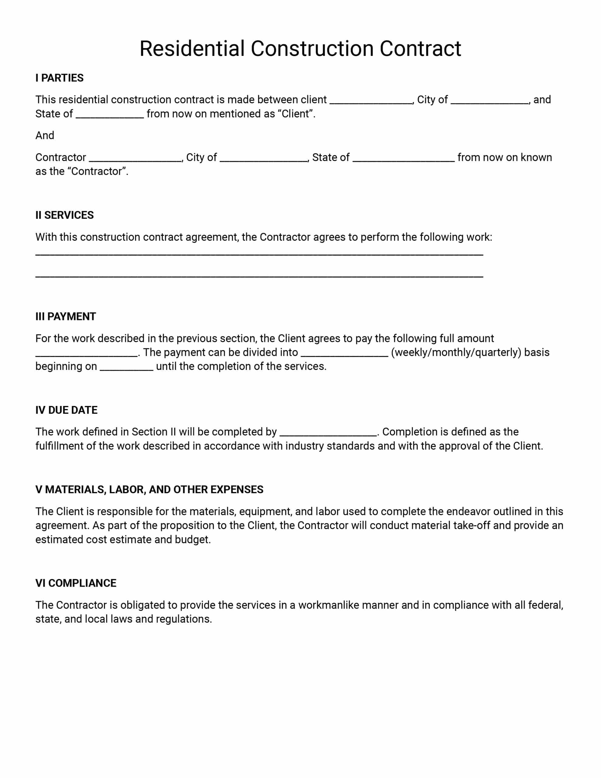 Free Construction Contract Templates Download Print Agreements In PDF Office GDocs 