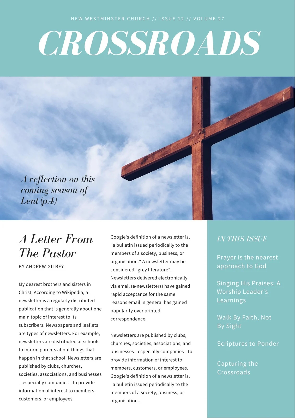 Free Custom Printable Church Newsletter Templates Canva Free Custom Printable Church Newsletter Templates Canva