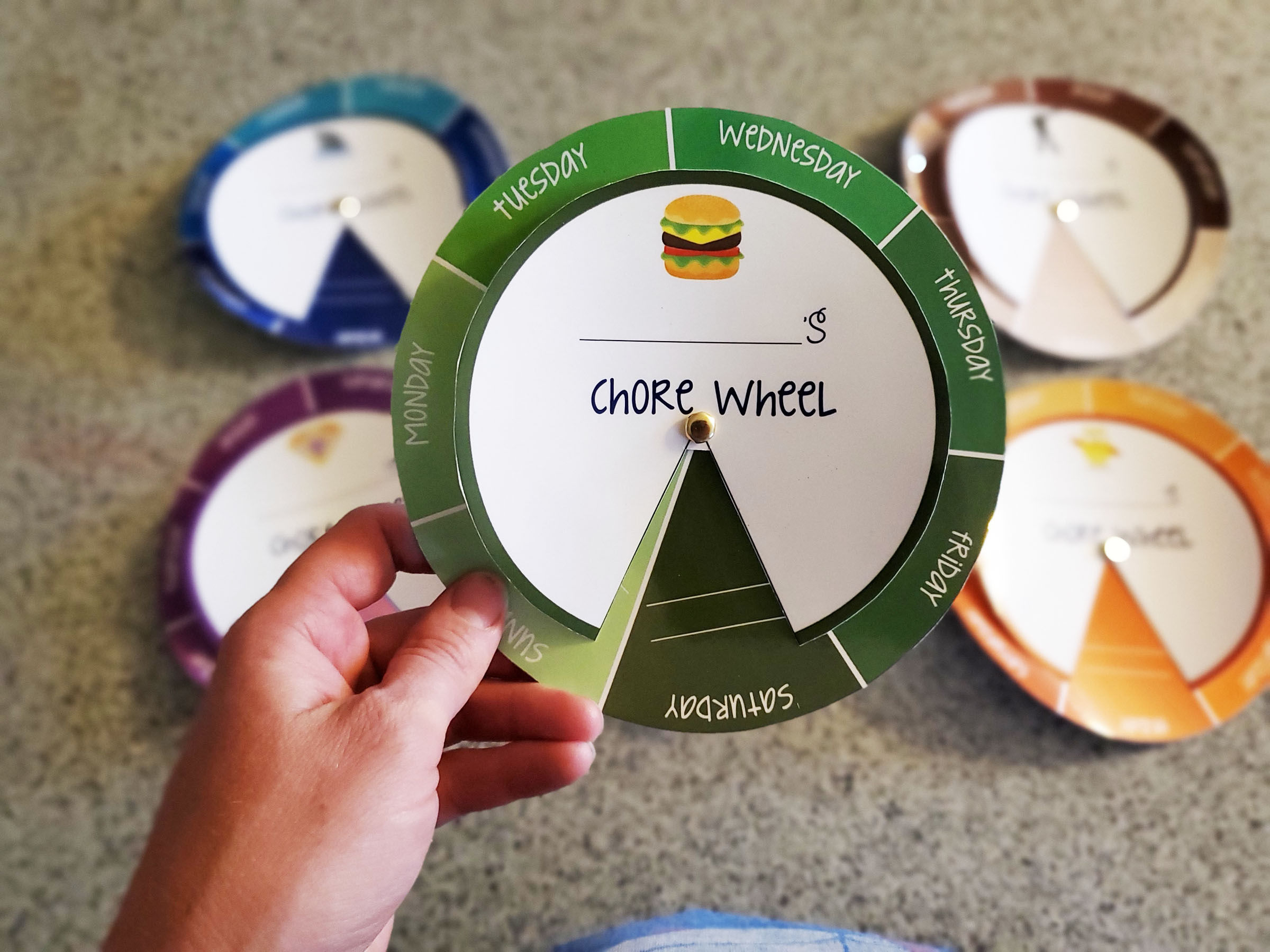 FREE Daily Fill in the blank Chore Wheel My Silly Squirts