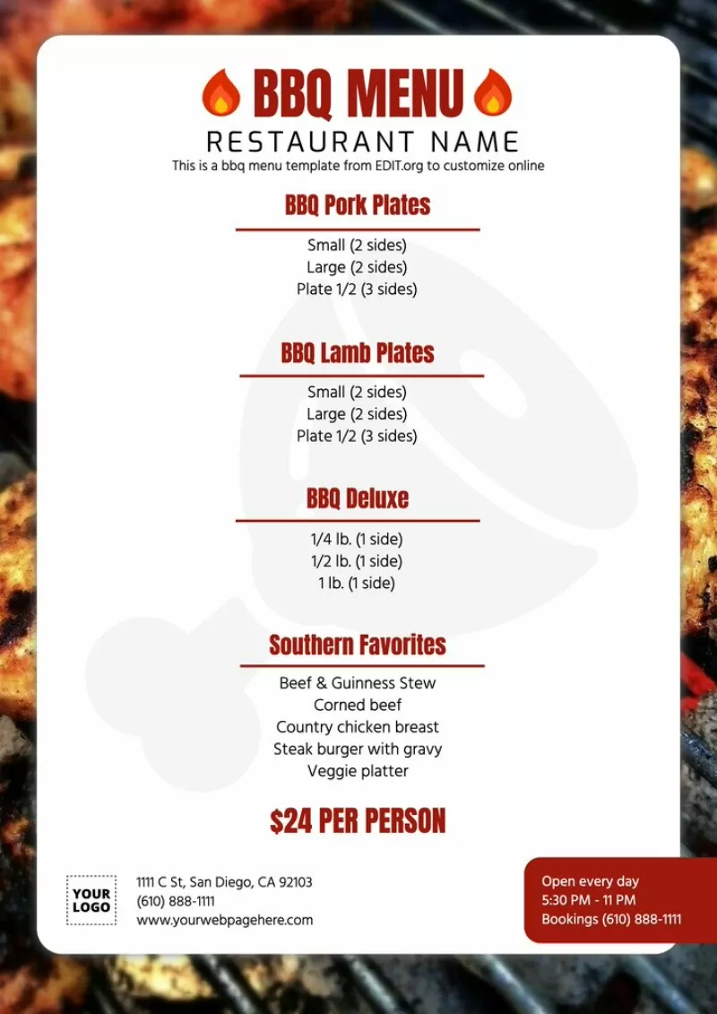 Free Editable BBQ Menu Templates