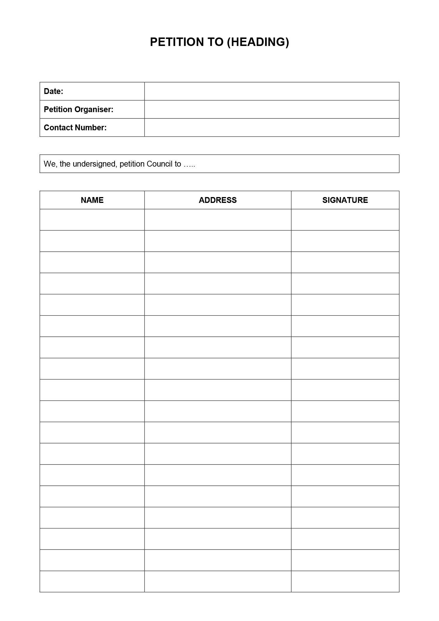 Free Printable Petition Templates