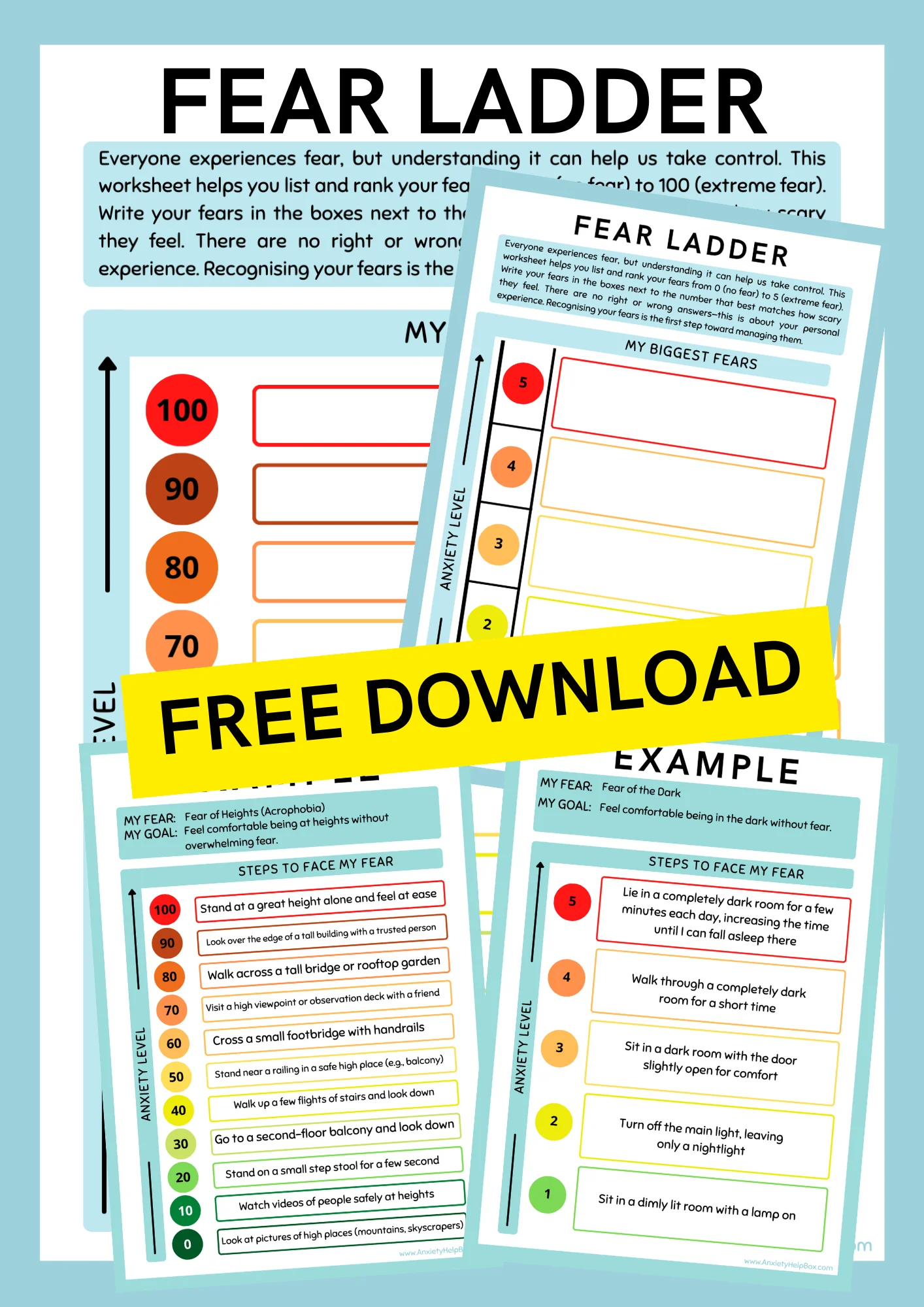 Free Fear Ladder Worksheets For Adults And Young People Free Anxiety Tools And Resources Www anxietyhelpbox