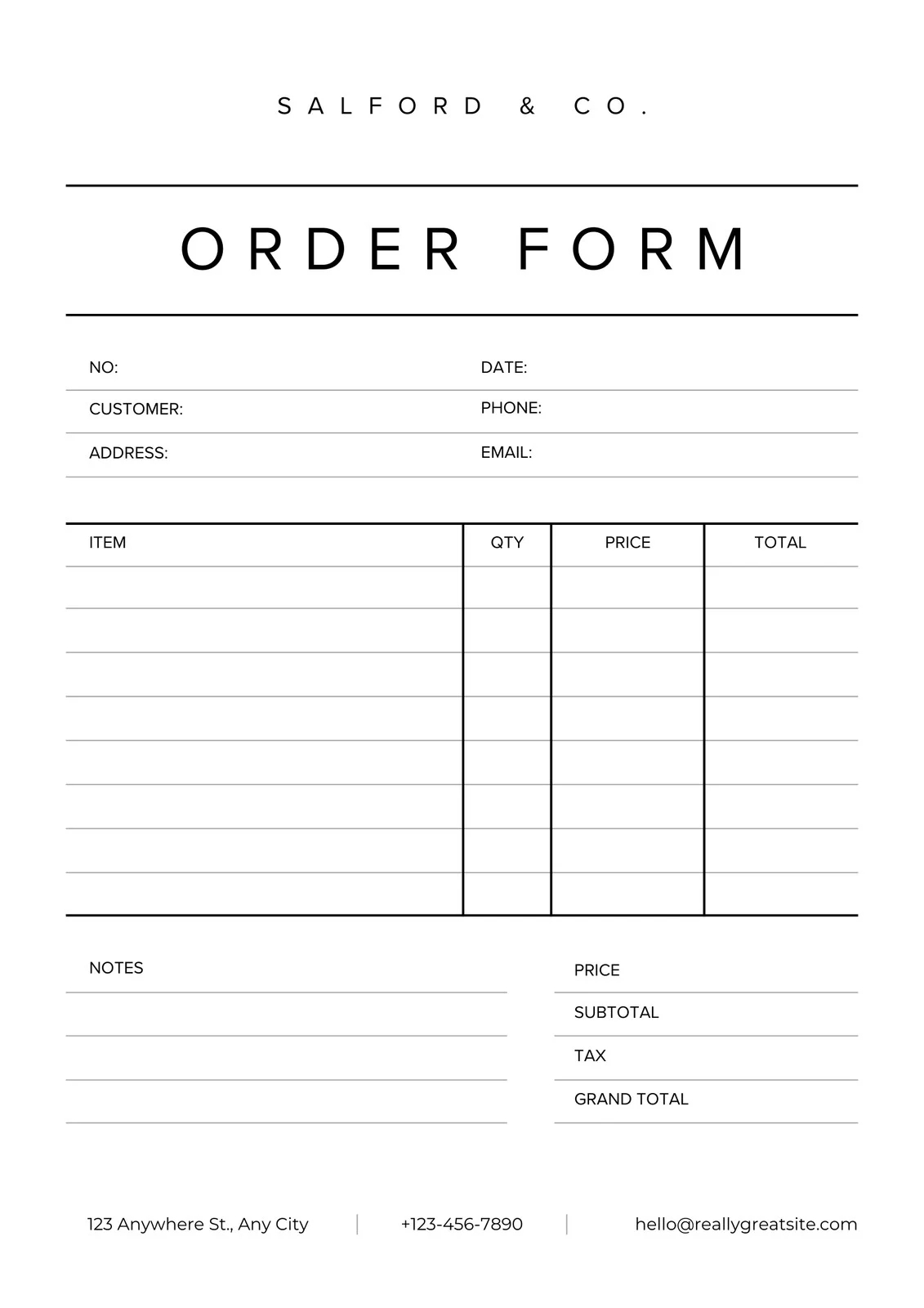 Free Printable Order Form Templates Free Printable Order Form Templates