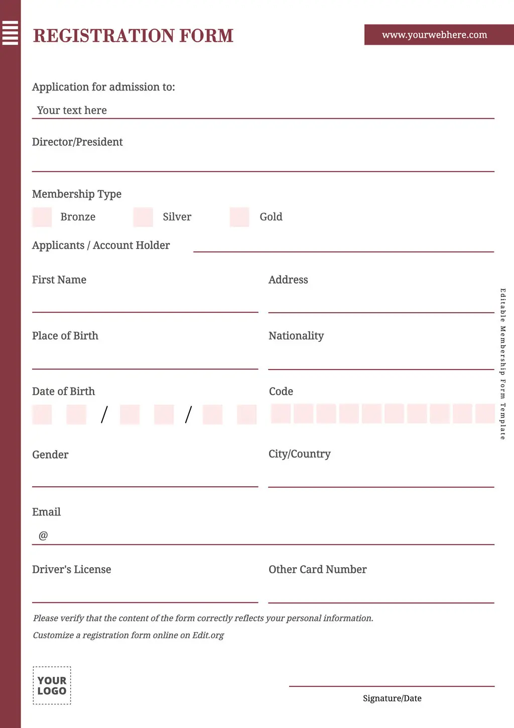 Free Printable Registration Form Templates Free Printable Registration Form Templates