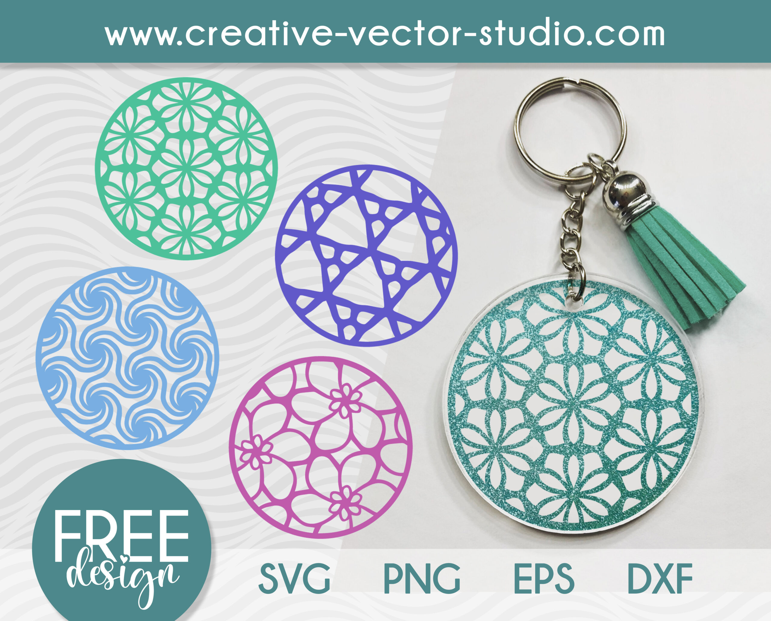 Free Keychain Round Patterns PNG DXF EPS Creative Vector Studio