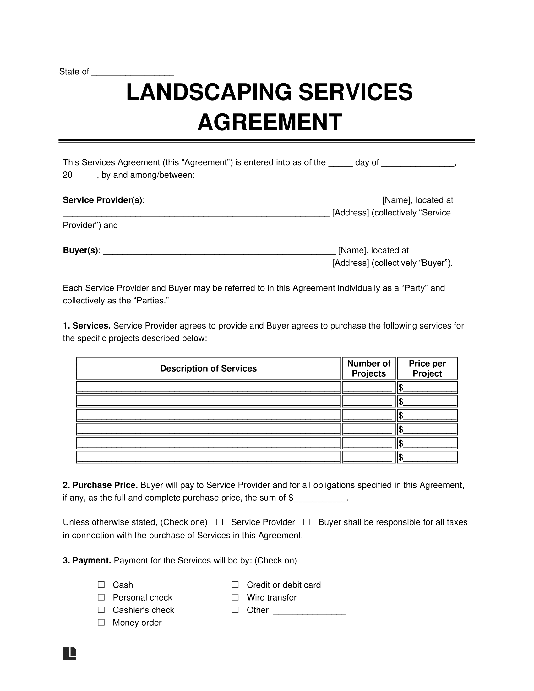 Free Landscaping Contract Template PDF Word