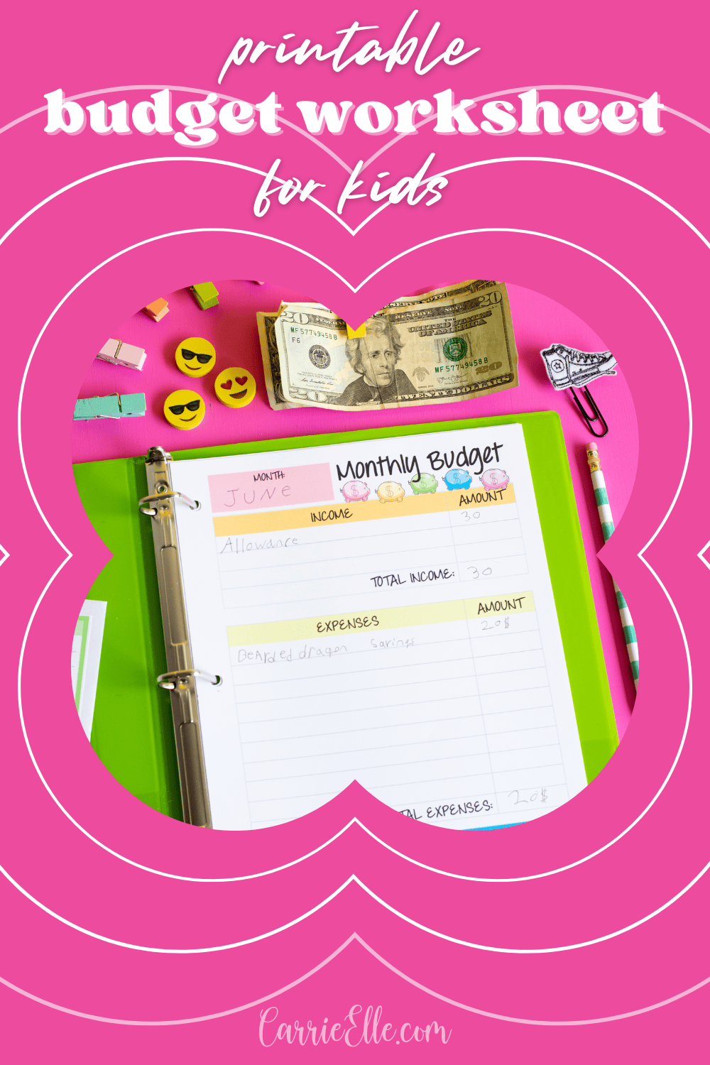 Free Monthly Budget Printable For Kids Carrie Elle