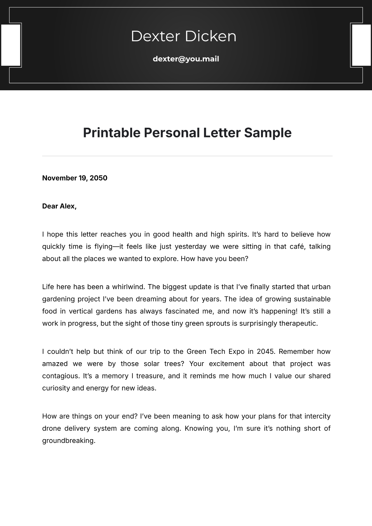 Free Printable Personal Letter Templates