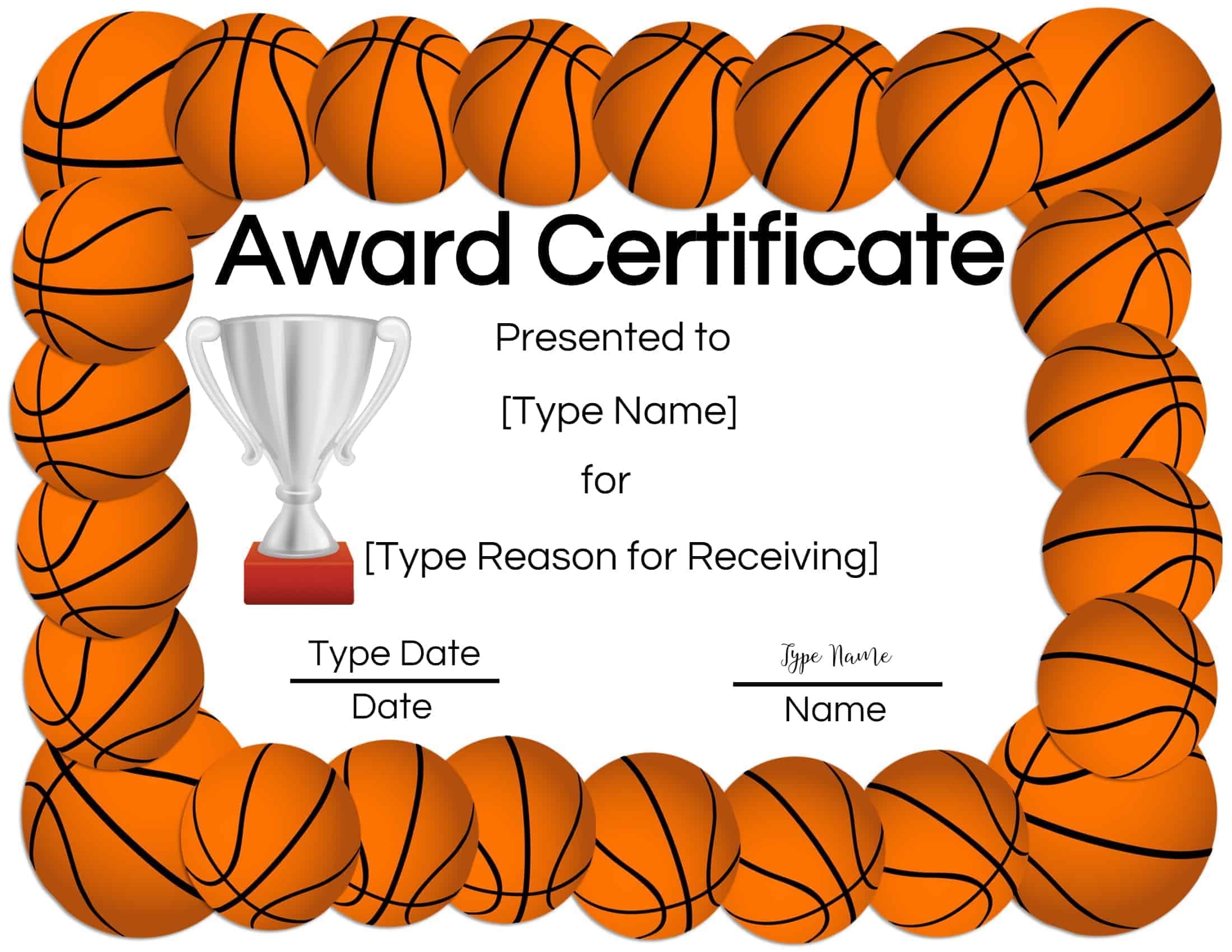 Free Printable Basketball Certificates Edit Online And Print At Home
