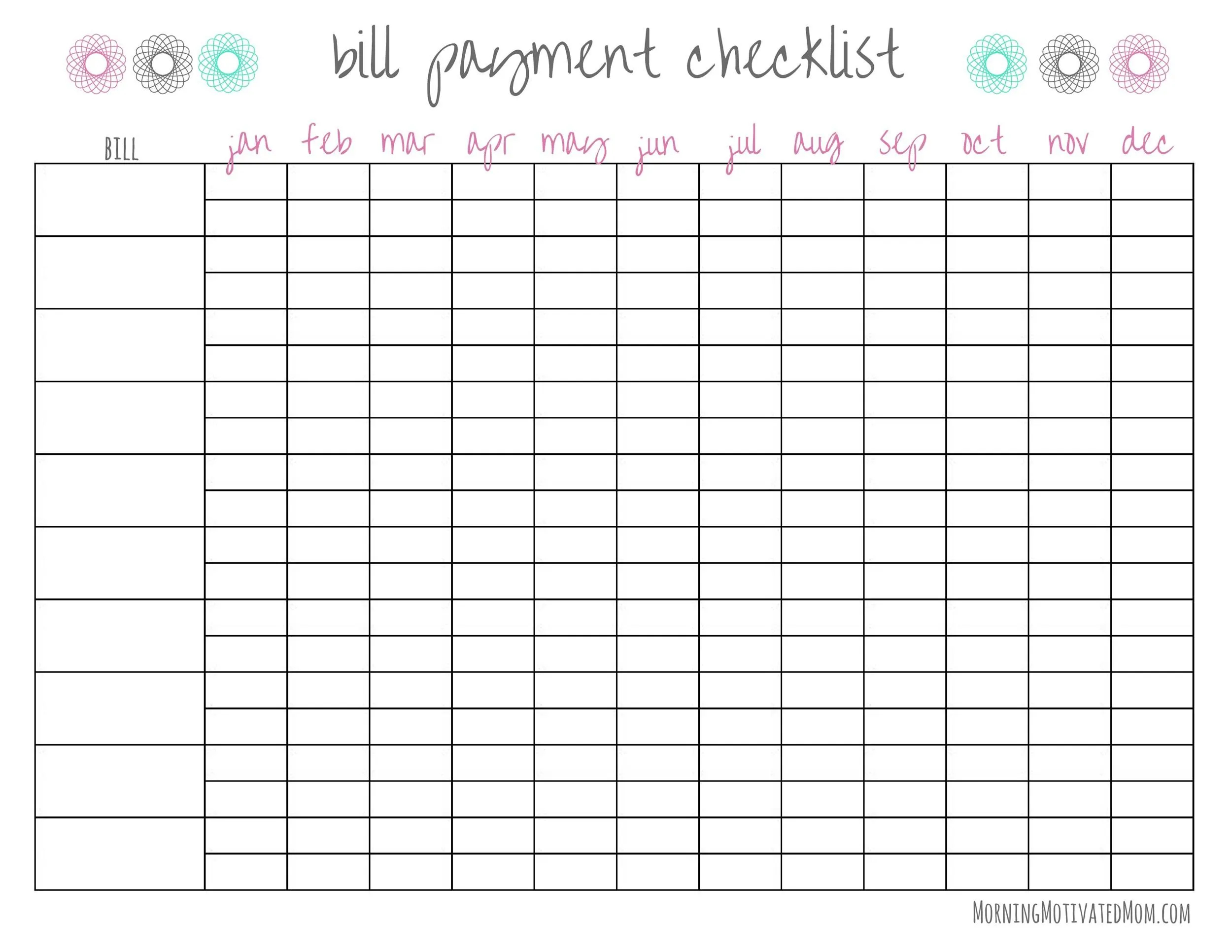 Free Printable Bill Planner Printable Party Favors