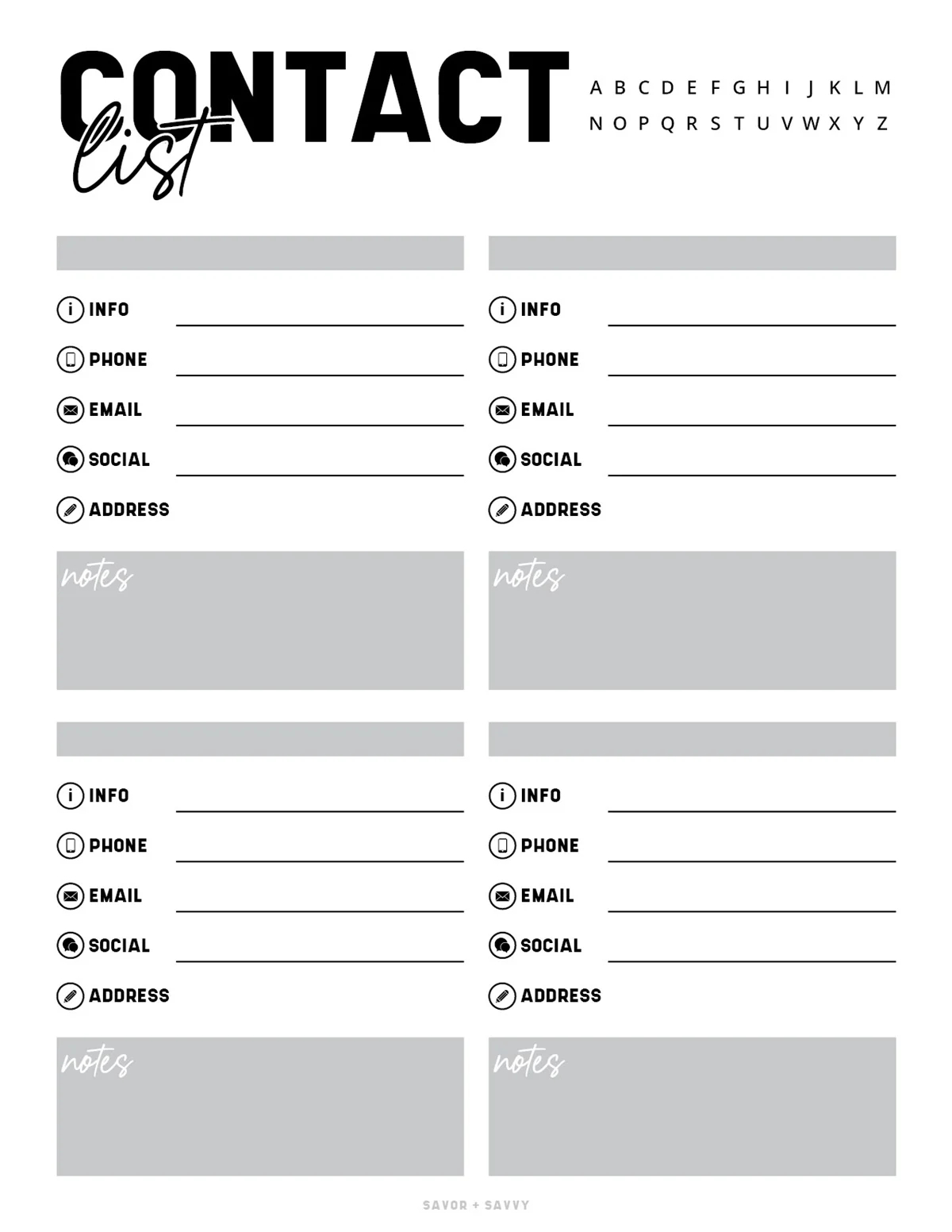 Free Printable Phone List Templates Free Printable Phone List Templates
