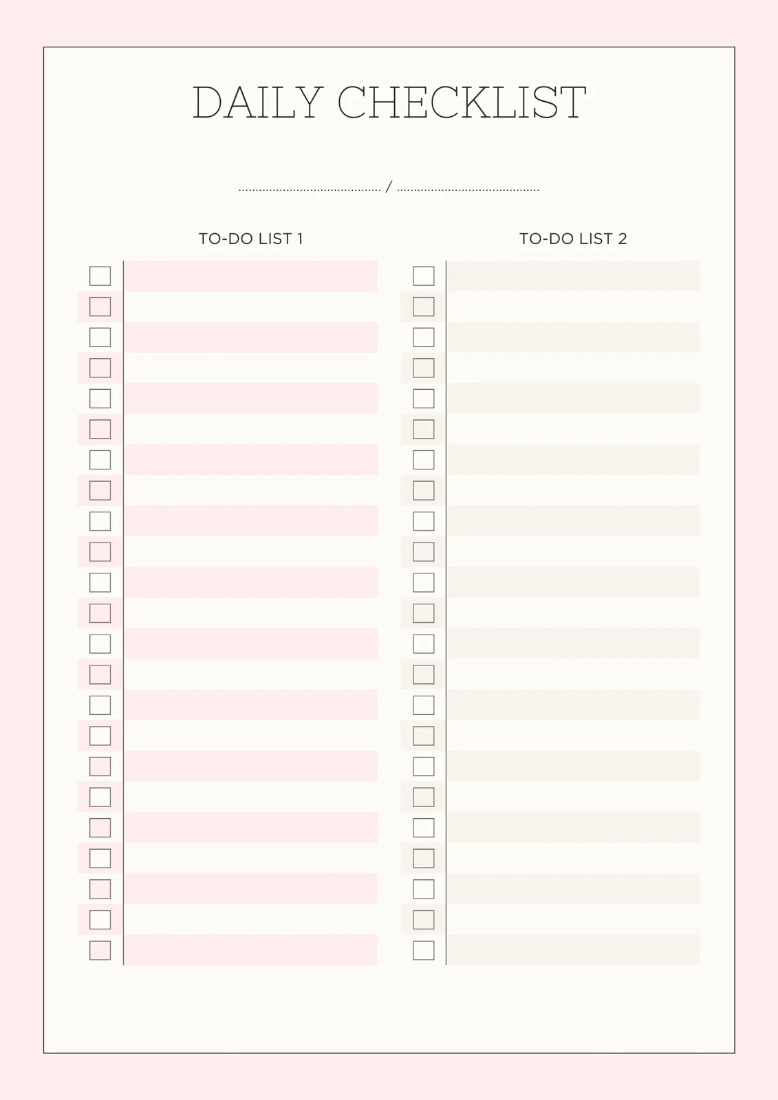 Free Printable Student Checklist Templates