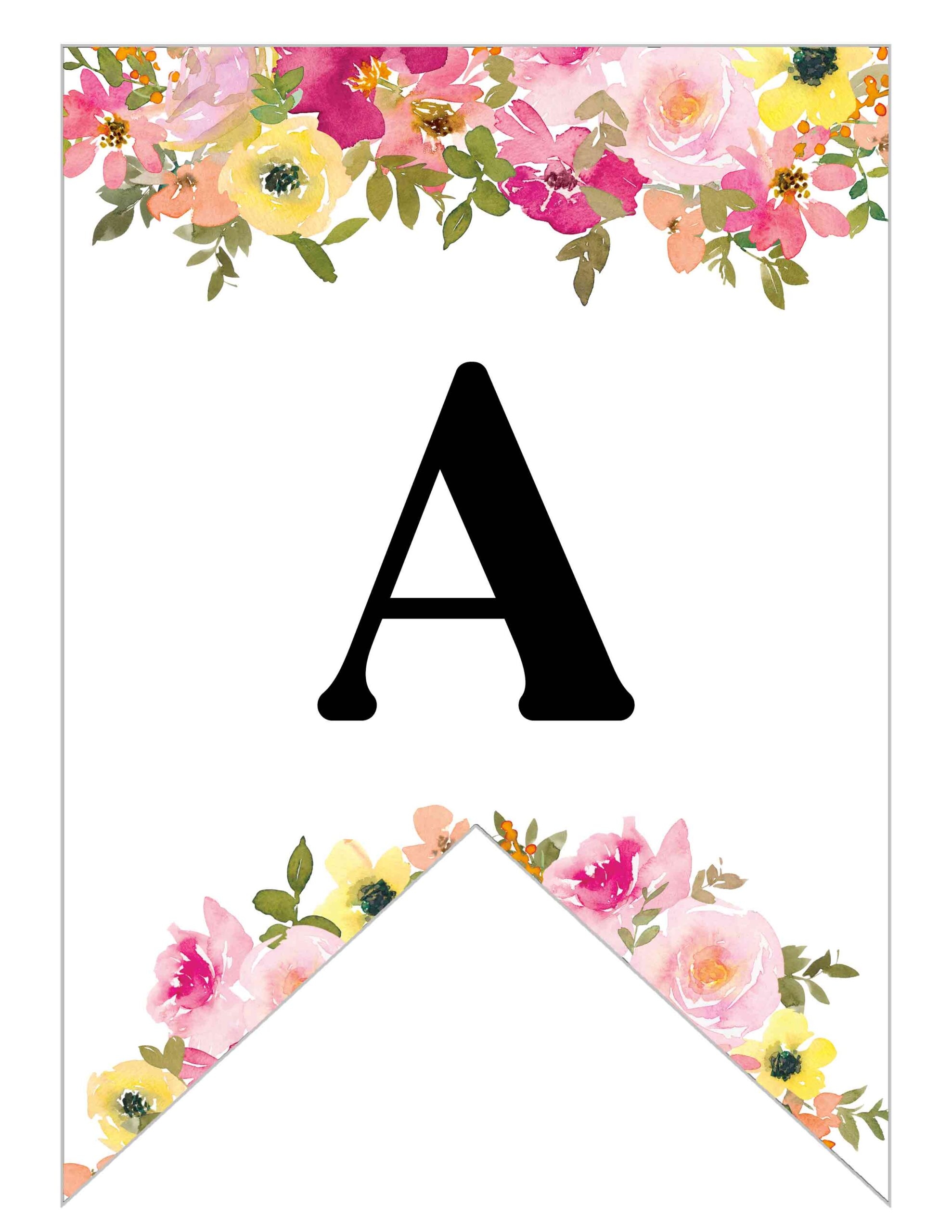 Free Printable Floral Alphabet Banner Letters Lovely Planner Free Printable Floral Alphabet Banner Letters Lovely Planner