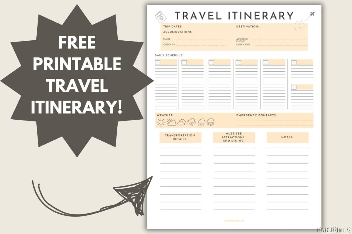 Free Printable Travel Itinerary Templates